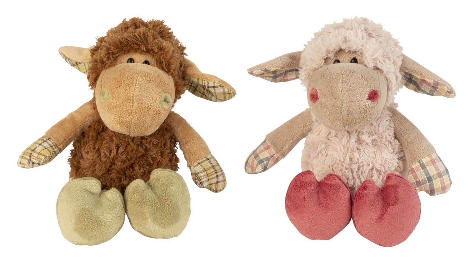 Geschenkestadl Kuscheltier Schaf weiches Plüschtier 2er Set in braun creme Kuscheltier 18–25 cm (Spar-Set, 2-St., Plüschtier), niedliche Details
