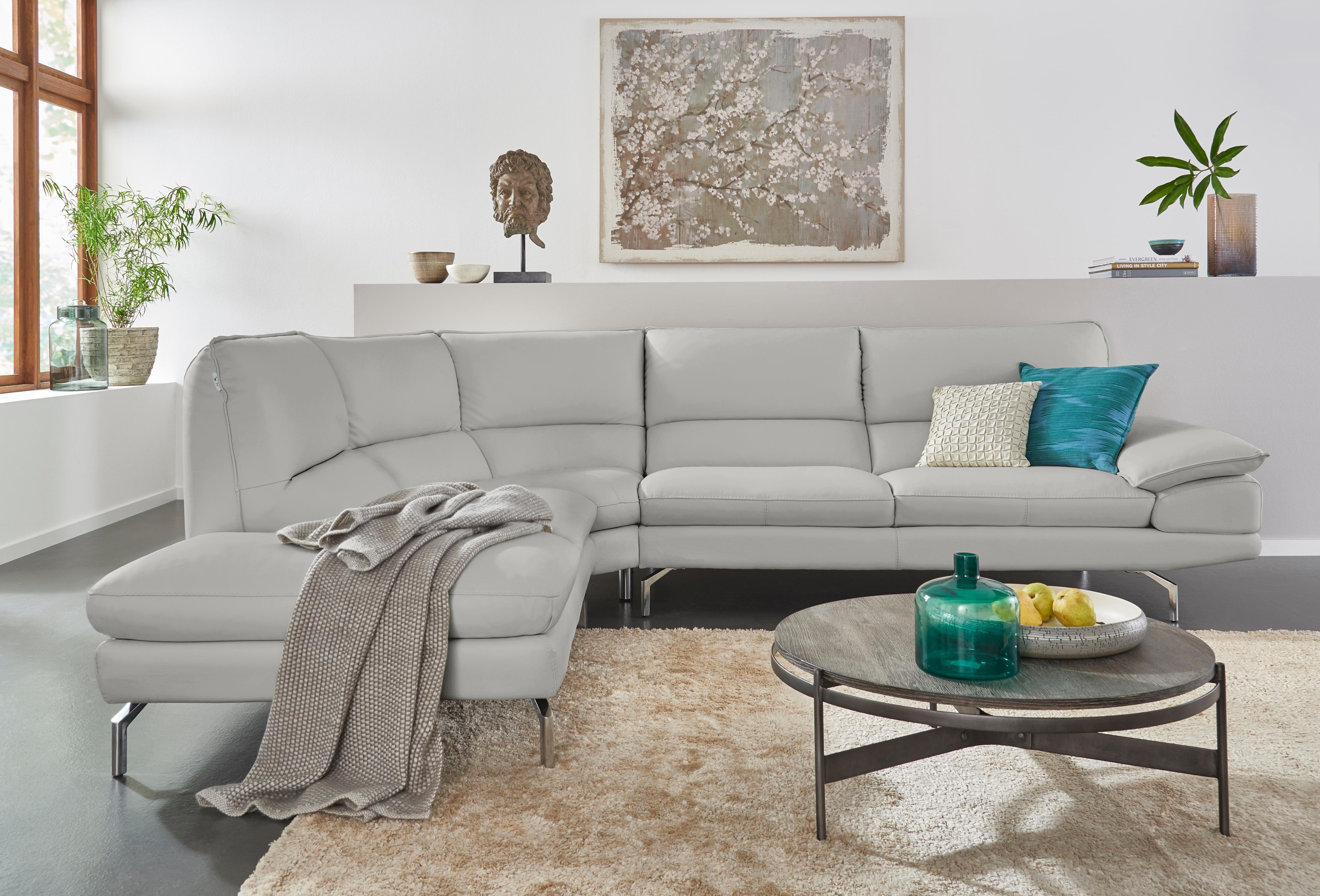 CALIA ITALIA Ecksofa Dave, italienisches Designsofa L-Form, erstklassiger Sitzkomfort, Ottomane wahlweise links oder rechts, in zwei tollen Lederqualitäten