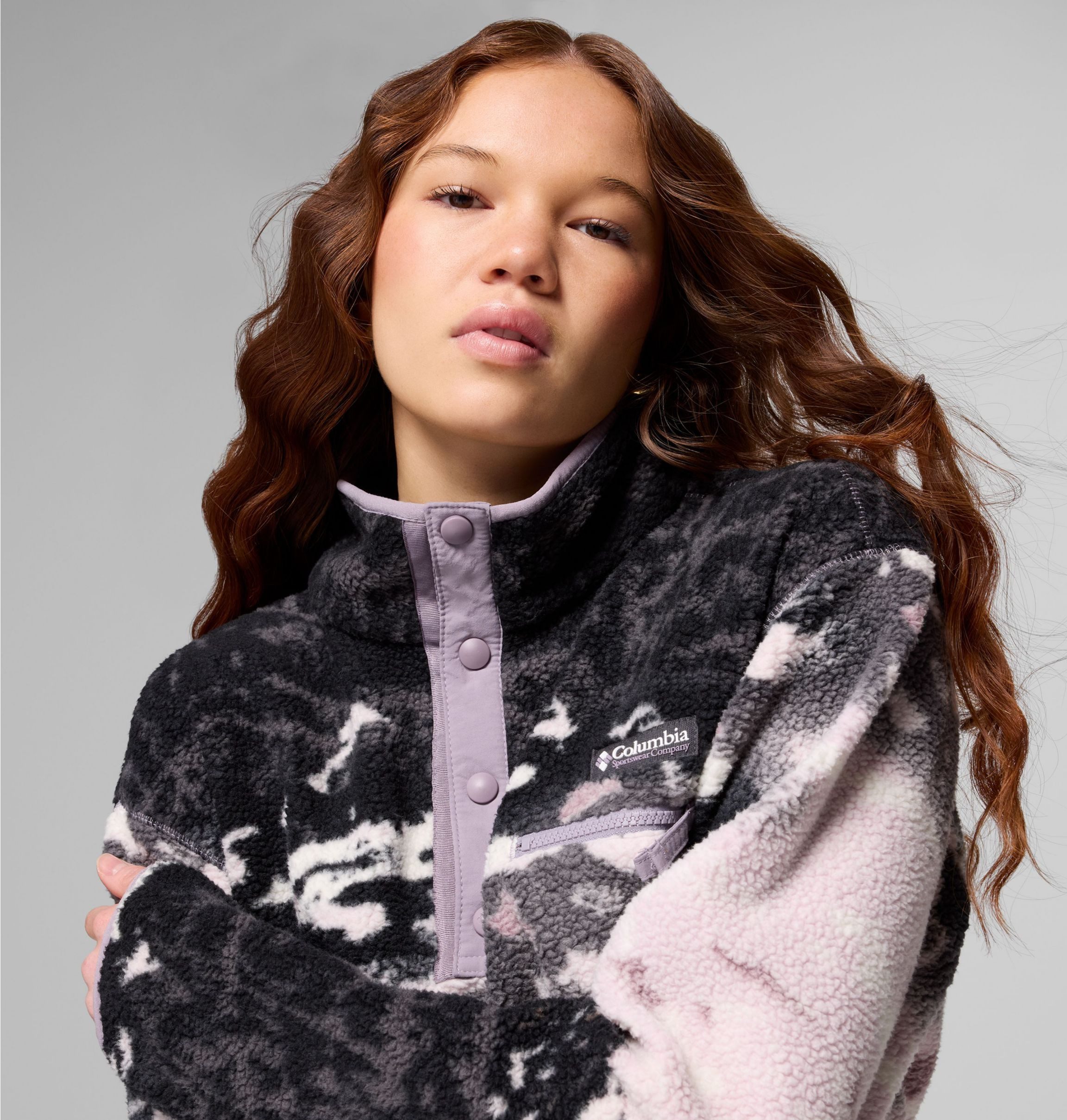 Columbia Fleecepullover Helvetia II Printed Cropped Half Sn SHALE PURPLE SISTERS, SHALE PURPLE – Bild 5 von 5