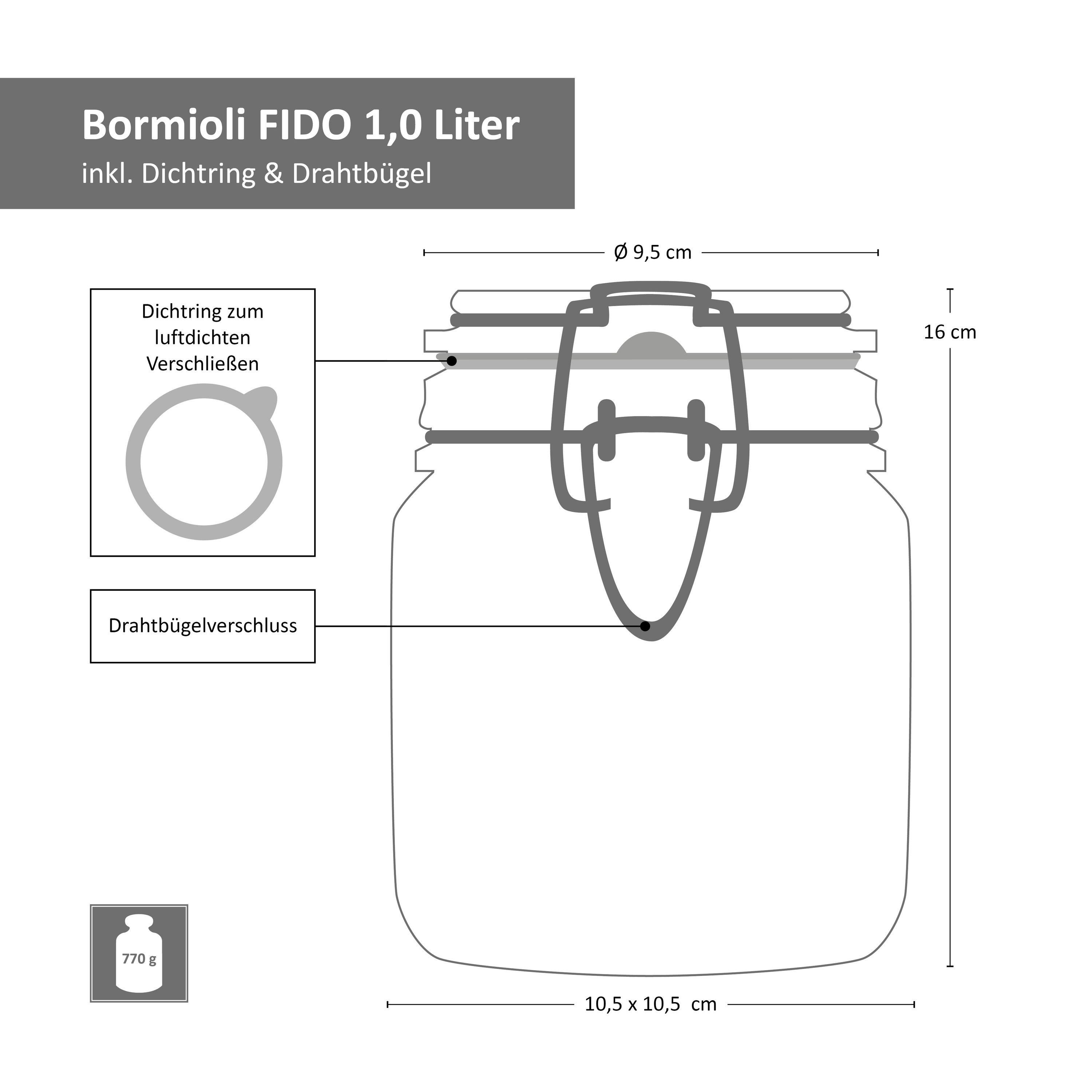 MamboCat Vorratsglas + Fido Rezeptheft, Einmachgläser Glas incl. + 0,5L Set 1,0L 3tlg. 0,75L