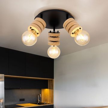 Globo Deckenspot, Leuchtmittel nicht inklusive, Spotstrahler Deckenlampe Wohnzimmerleuchte Ringe natur braun schwarz