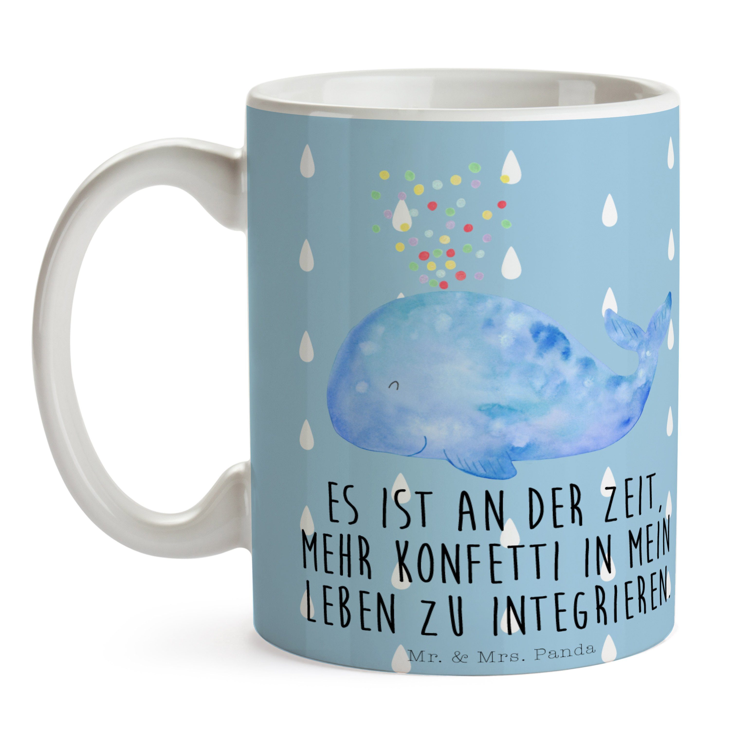 Geschenk, Mr. Meer, Keramik - Blau Wal Sprüche, Pastell - & Tasse Konfetti Panda Mrs. Tasse Urlaub,