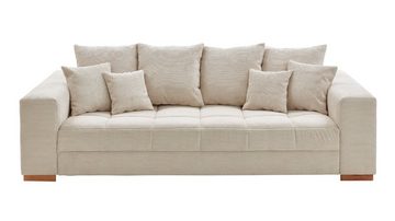 Massivart® Big-Sofa BORNEO Cord beige 254 cm / 4-Sitzer, Noasgunterfederung, 4 Rückenkissen, 2 mittlere Kissen und 2 Zierkissen