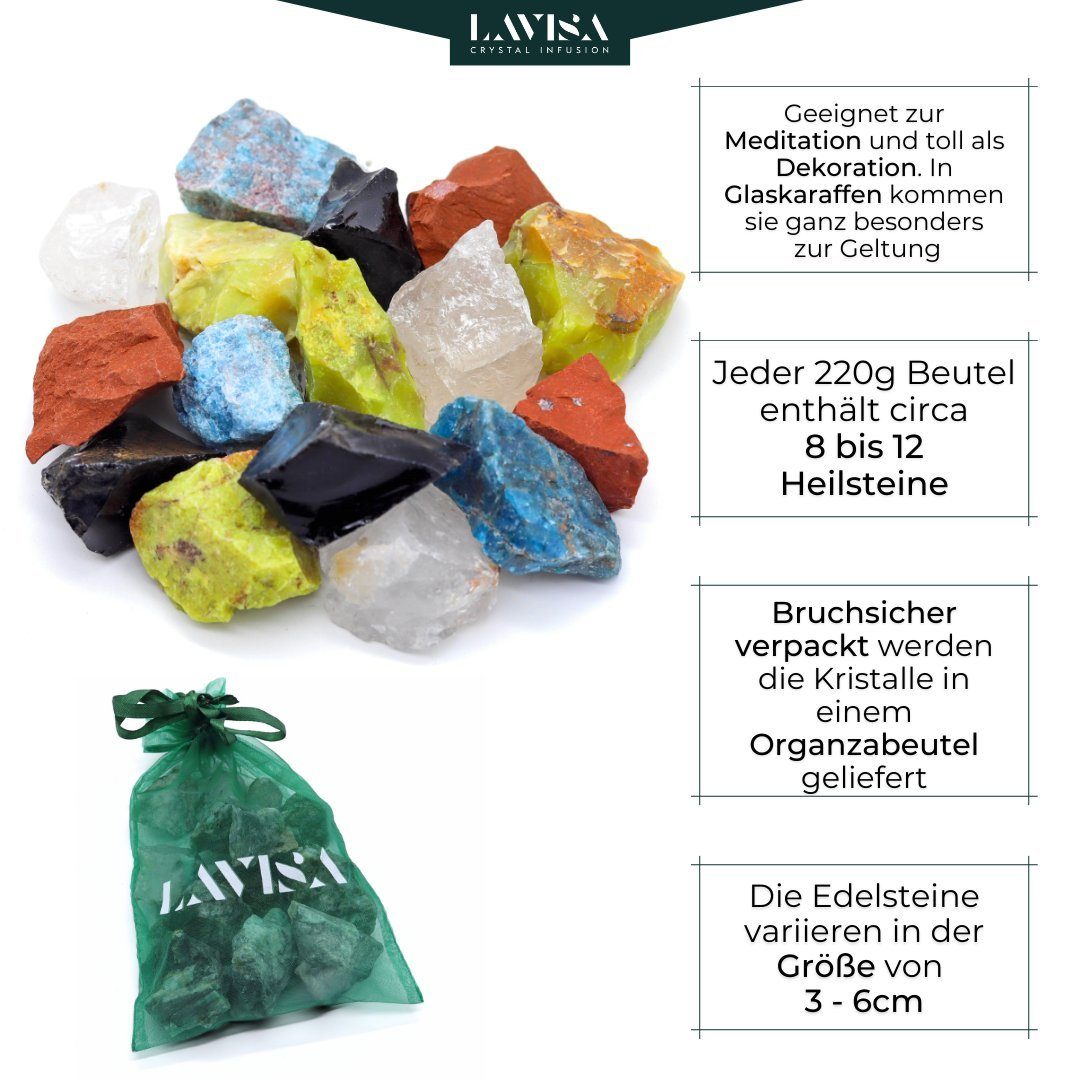 5 Elemente Kristalle, Mineralien Dekosteine, Natursteine Edelsteine, LAVISA echte Edelstein