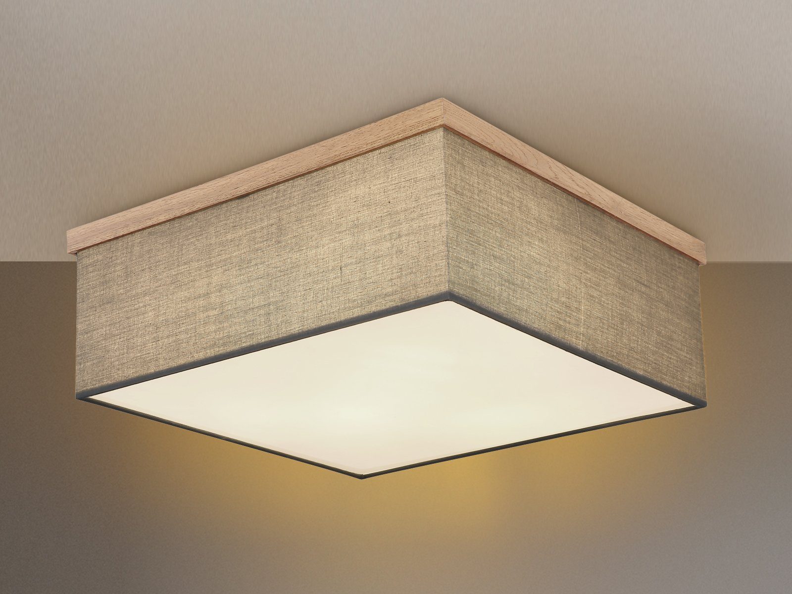meineWunschleuchte LED Ø40cm Holz-lampe Lampenschirm-e Deckenleuchte, im LED wechselbar, Stoff warmweiß, & über-n Esstisch Treppenhaus