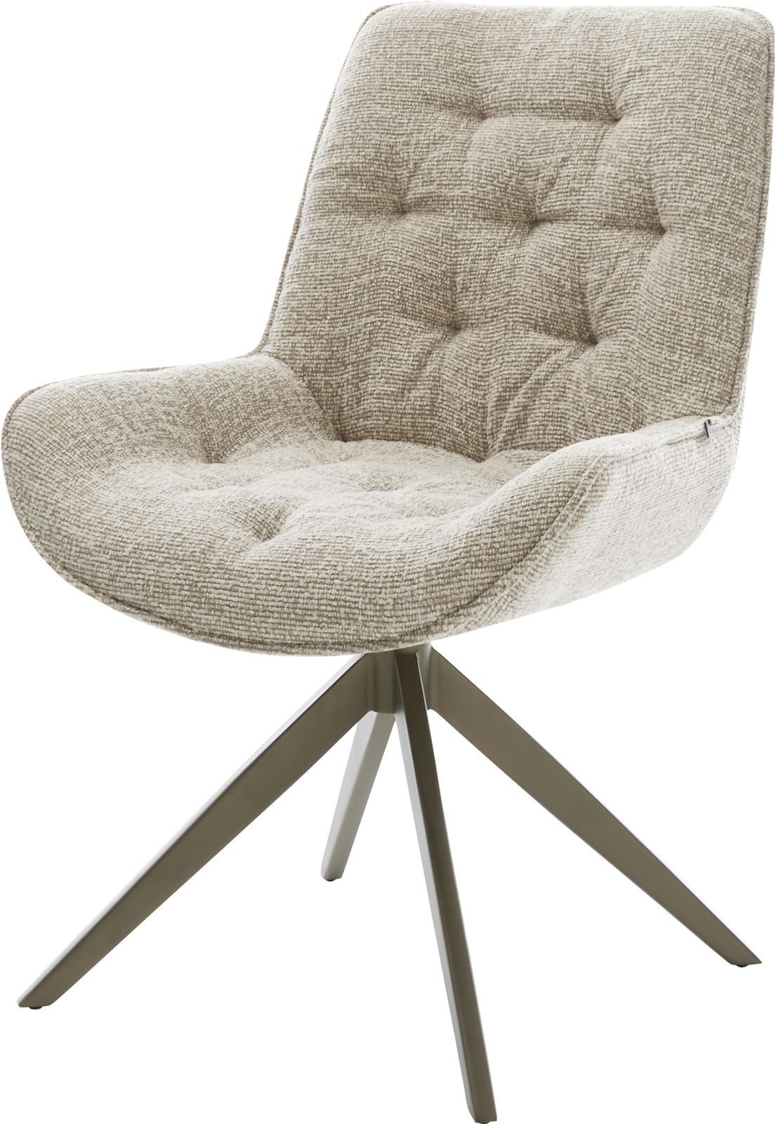 DELIFE Polsterstuhl Taimi-Flex, Kreuzgestell breit Effektfinish Titan Webstoff Soft Beige 360° drehbar