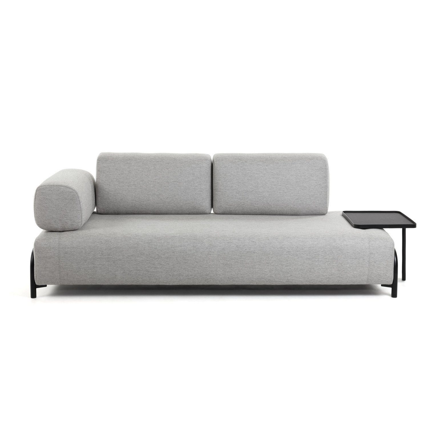 Natur24 Sofa Sofa Compo 3-Sitzer hellgrau mit großem Tablett 252cm Couch