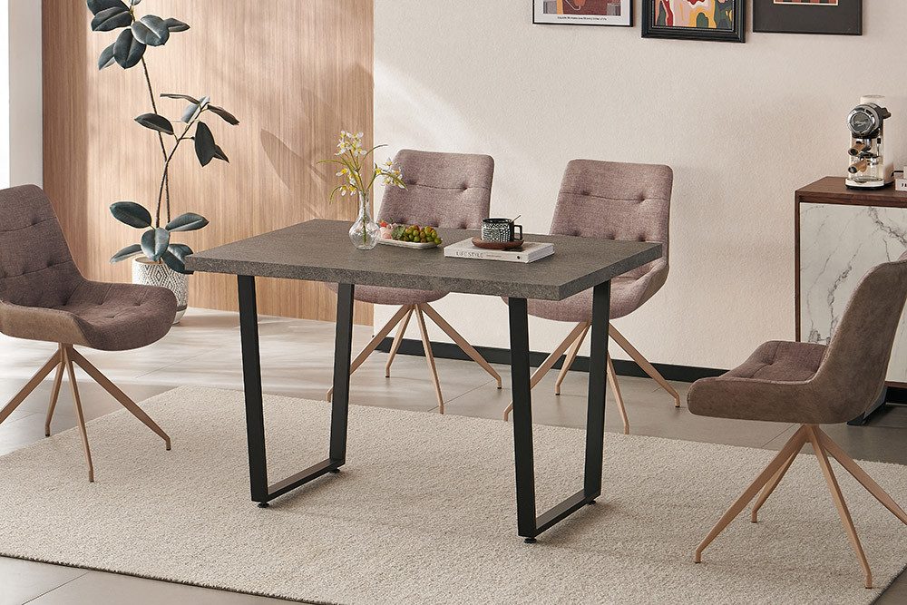 riess-ambiente Esstisch LOFT 160cm grau/schwarz - Holzwerkstoff, Metall, Beton-Design, Kufen (Einzelartikel, 1-St), Modern & Industrial Design für 4 Personen -  – Bild 5 von 5