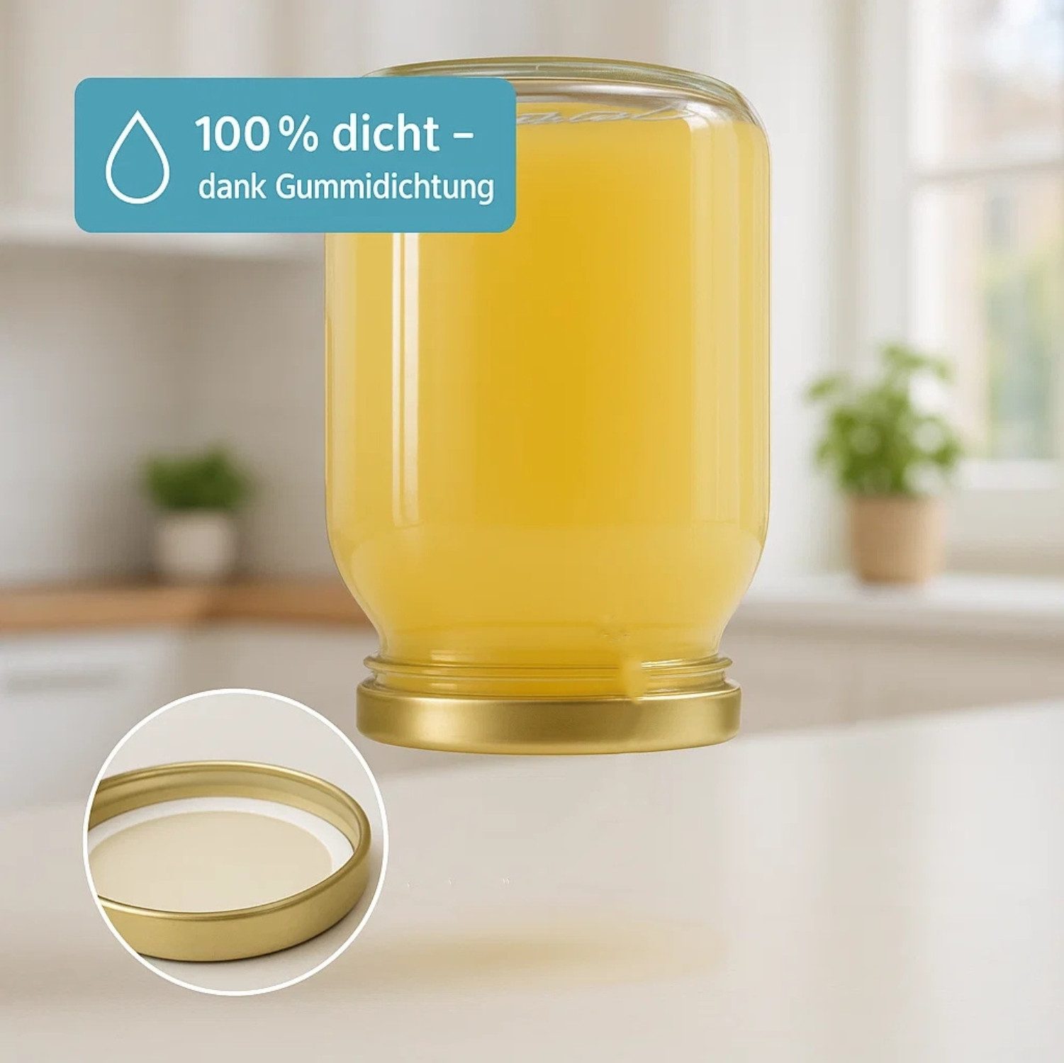 BigDean Müslibox 6 Stück Overnight Oats Gläser Extra große Öffnung, Glas, (Set, 12-tlg., Glas + Deckel), Auslaufsicher, Spülmaschinenfest (Glas), Extra weite öf – Bild 3 von 5
