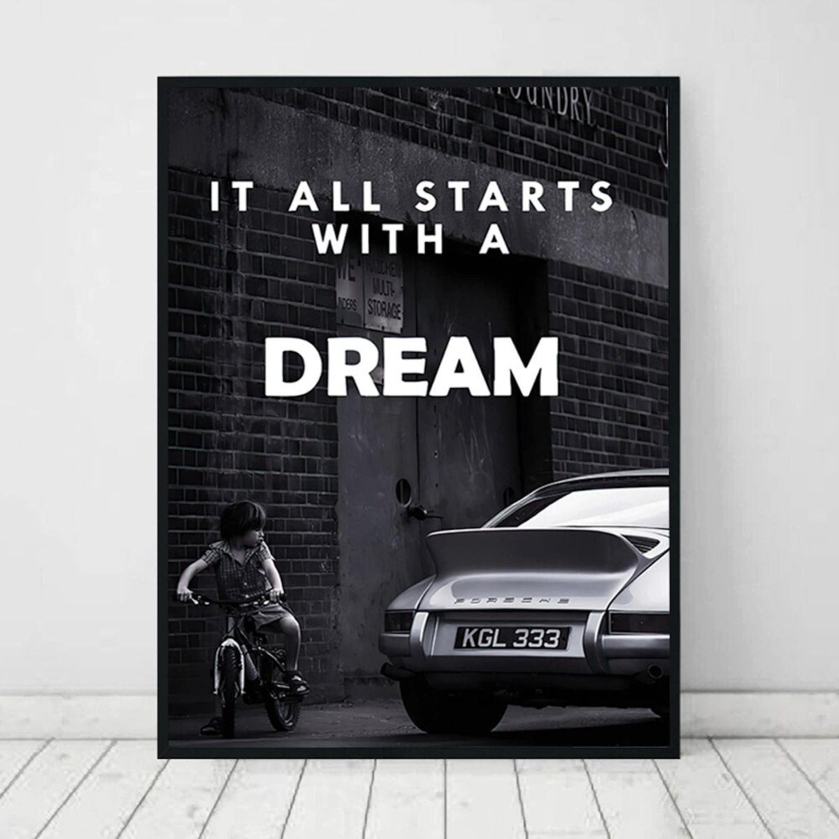 JUSTGOODMOOD Poster Schwarz Weiß Luxus Geschäfte und Fahrzeuge als Deko Print ohne Rahmen, 7 (1 St)