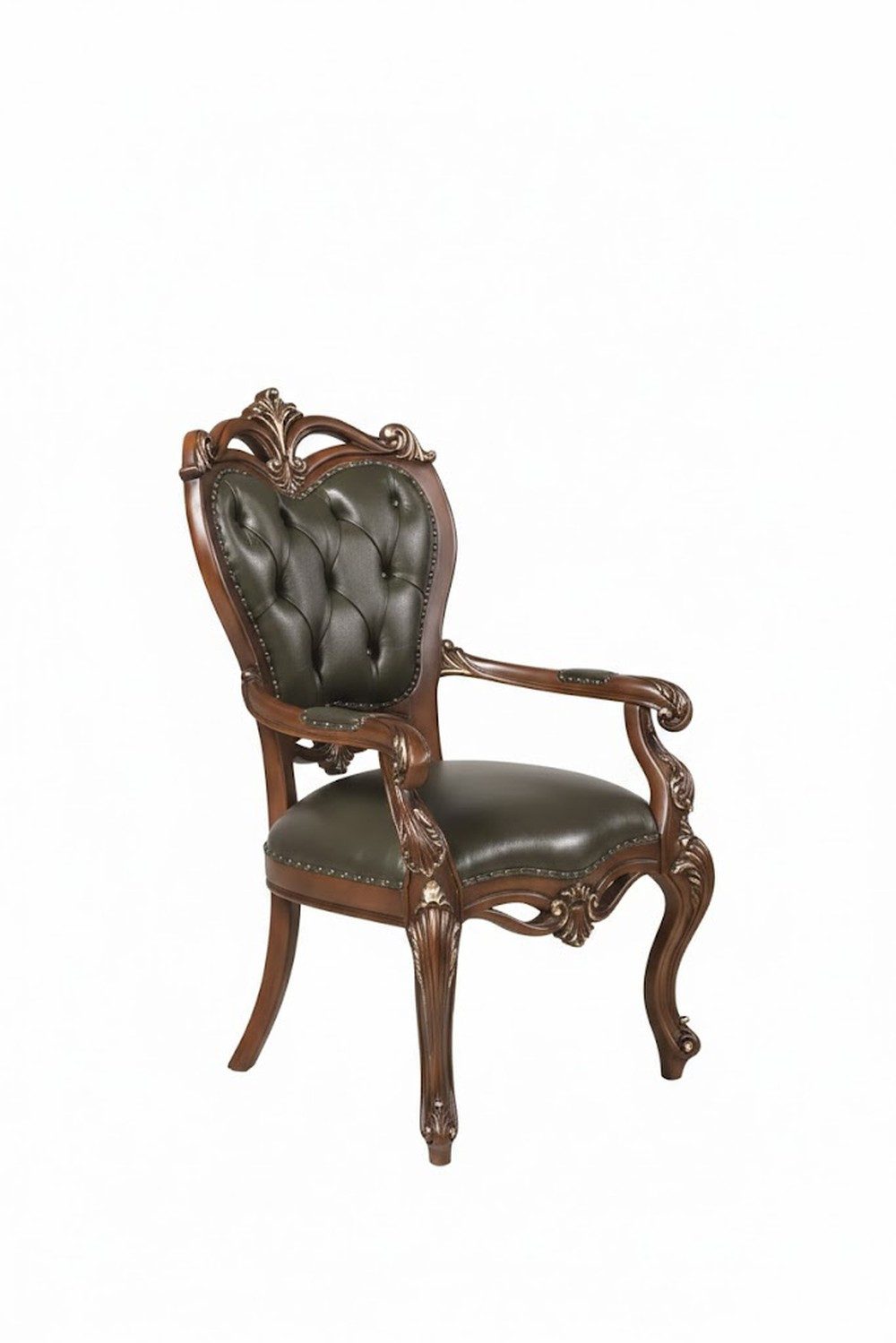 JVmoebel Chefsessel Luxuriöser Sessel Neobarockstil Holzrahmen Braune Goldene Patinar (1 St)
