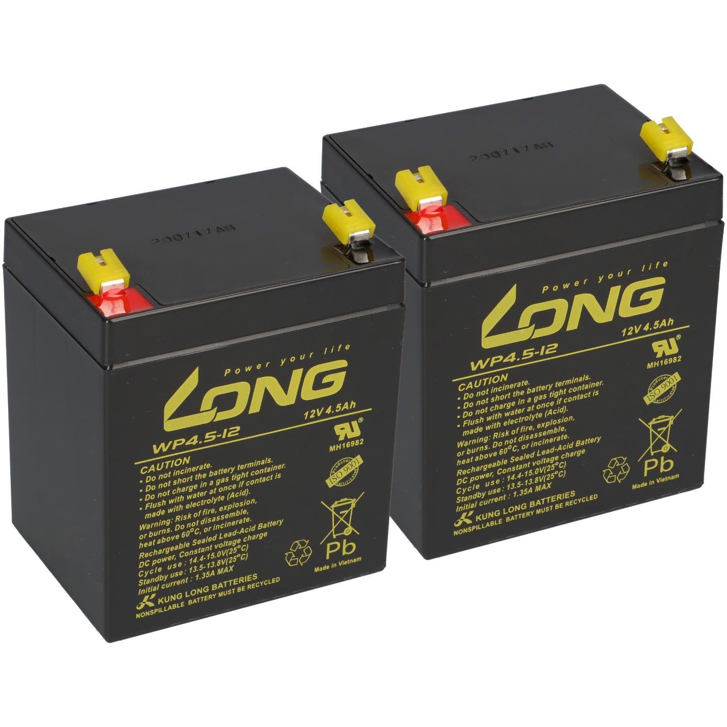 Kung Long 2x 12V 4,5Ah kompatibel Lifter Primo Cielo V4 AGM Bleiakkus
