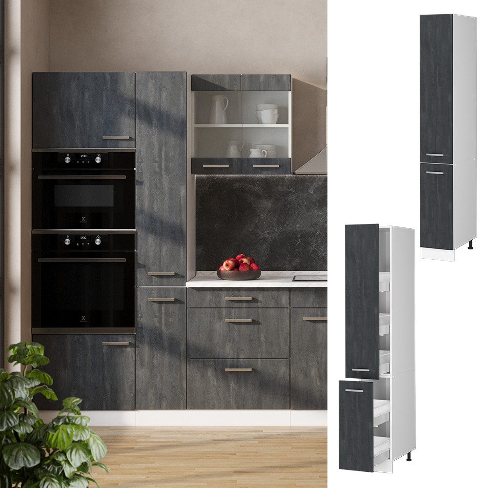 Vicco Hochschrank R-Line, Schwarz Beton/Weiß, 30 günstig online kaufen