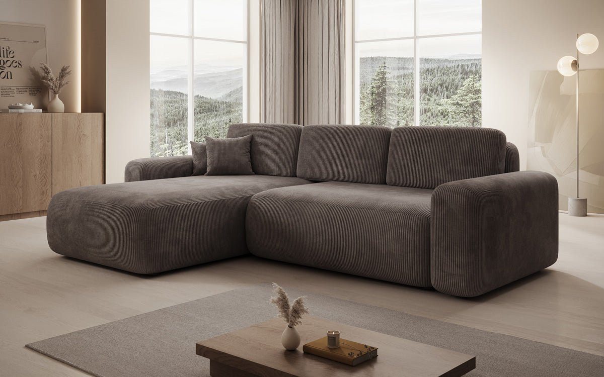 Luxusbetten24 Schlafsofa Designer Ecksofa Lola in Cord, mit Stauraum und Schlaffunktion – Bild 2 von 4