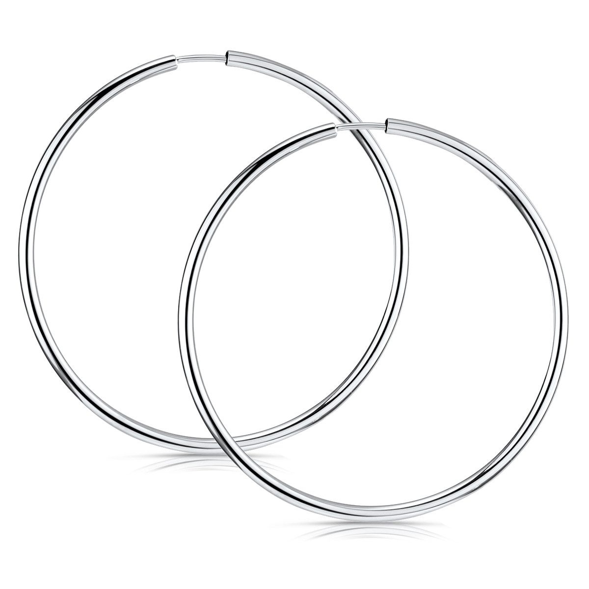 Materia Paar Creolen Damen Teenager Silber klassisch Ø46mm SO-332, 925 Sterling Silber, rhodiniert