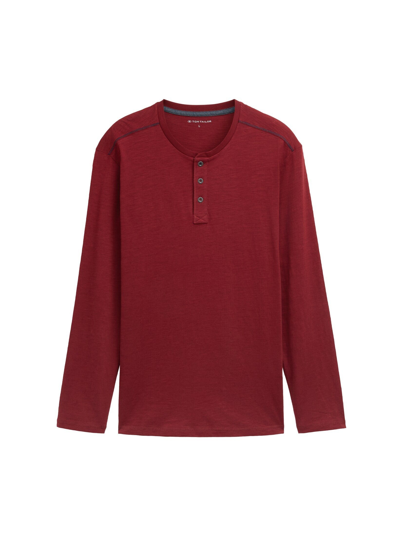 TOM TAILOR Langarmshirt T-Shirt Henley Langarmshirt aus Baumwolle günstig online kaufen