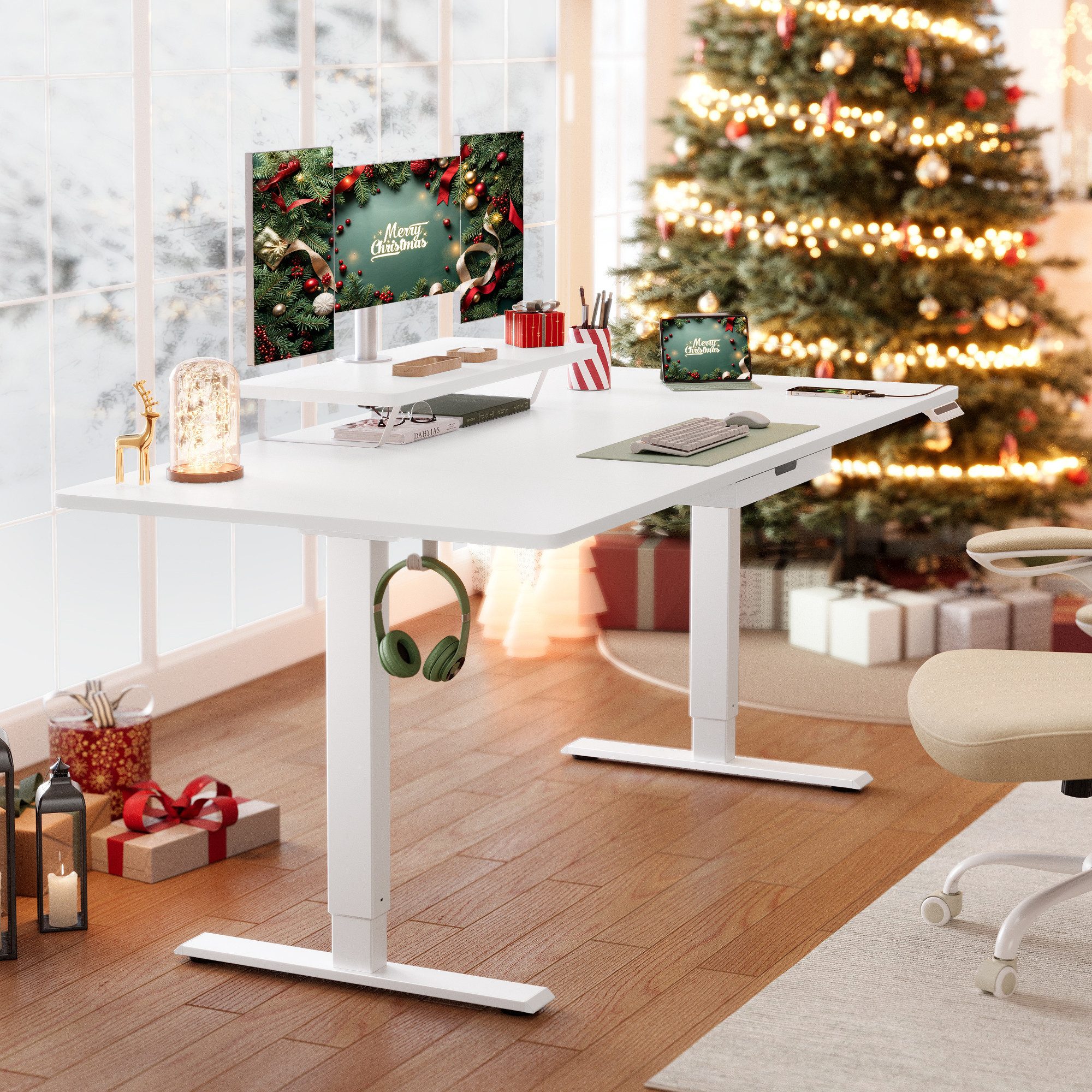 VASAGLE Schreibtisch Höhenverstellbarer, flexibel montierbarer Monitorständ günstig online kaufen