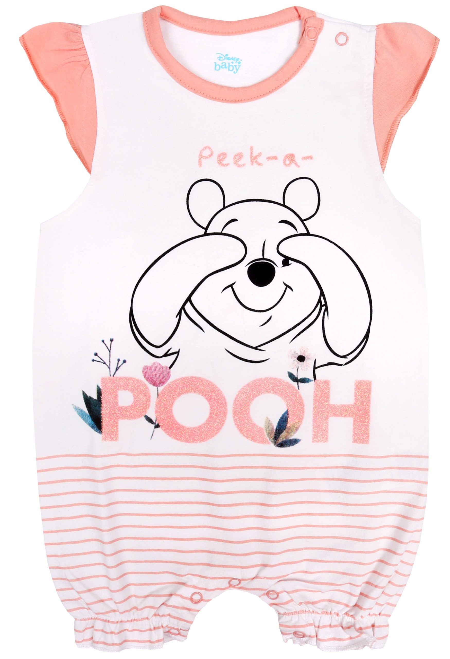 Disney Body Weißer Einteiler/Body für Baby, Pu des Bären Motiv Disney 3-6 Monate