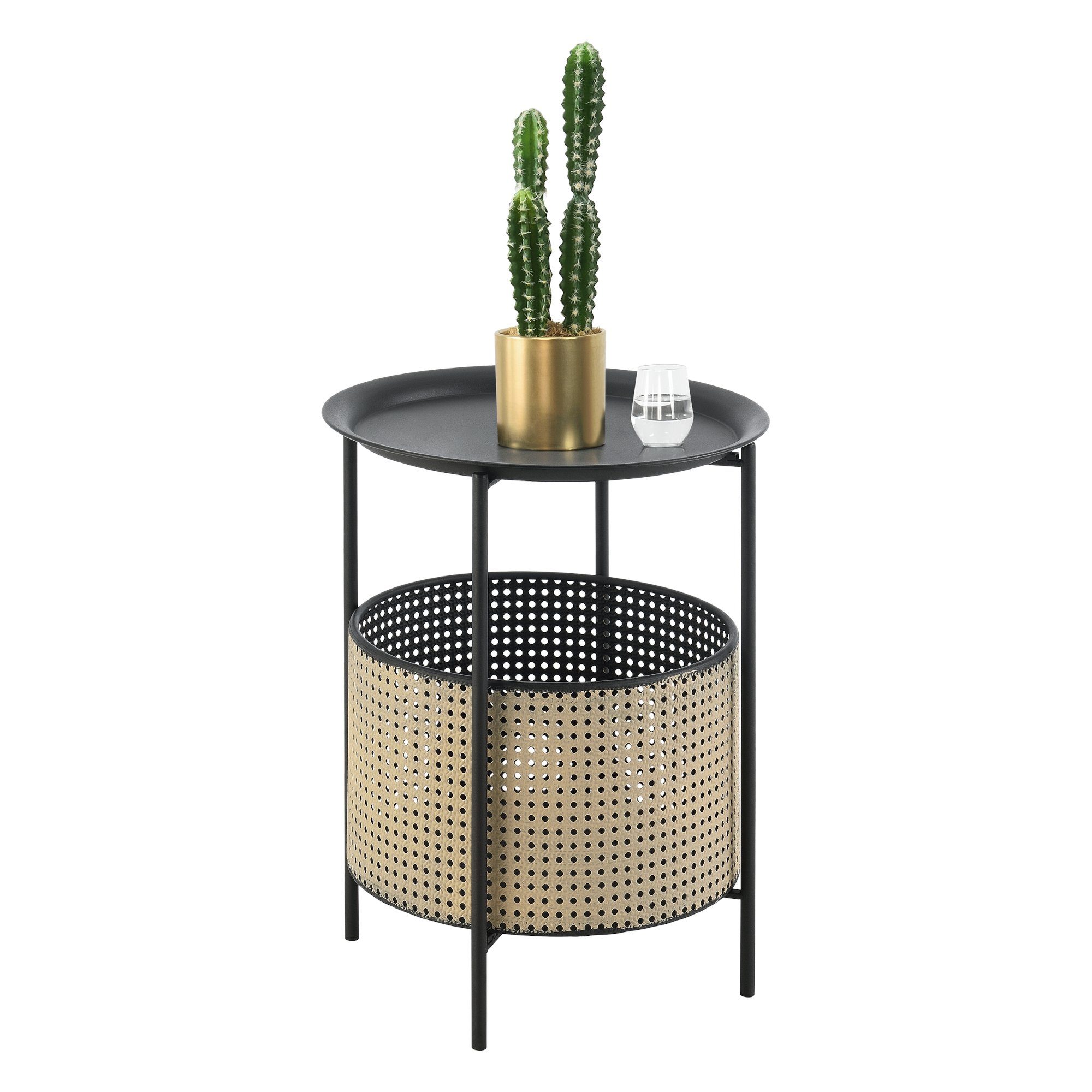 en.casa Beistelltisch, »Beaumont« Wohnzimmertisch Schwarz/Sandfarben 45x35c günstig online kaufen