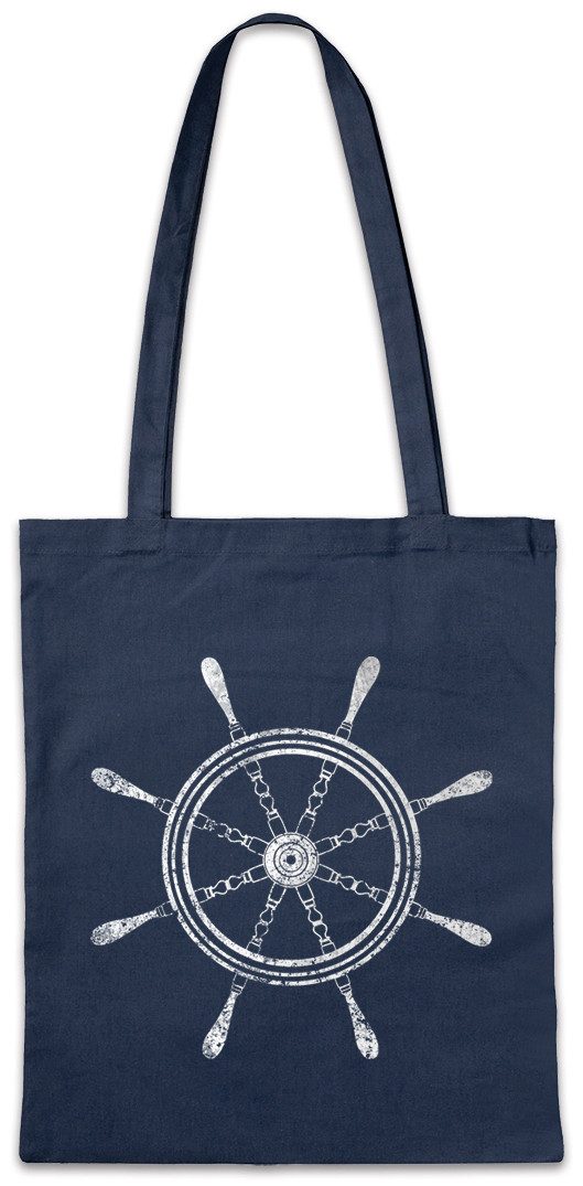 Beuteltasche Oldschool Nautical Wheel I Stofftasche Tattoo Steuerrad Anker Anchor