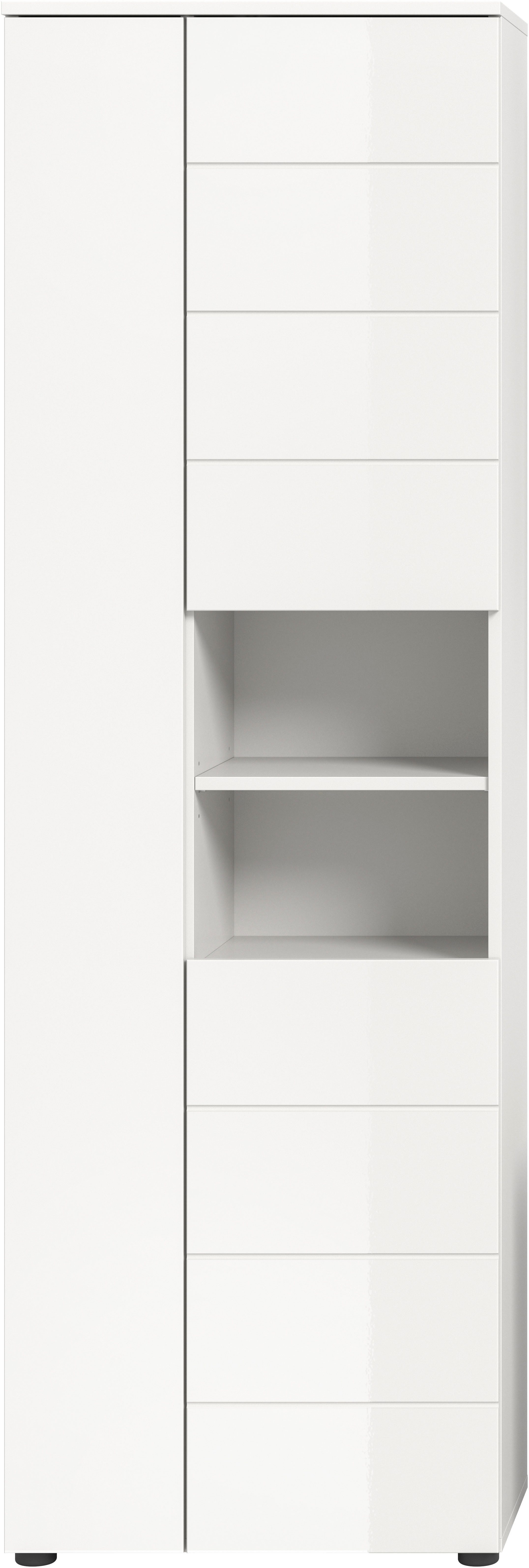 welltime Hochschrank BIEL, 190 cm, 3 Türen, 2 offene Fächer (1-St) Türanschlag wechselbar, modernes Design, Badschrank, Unterschrank, Bad