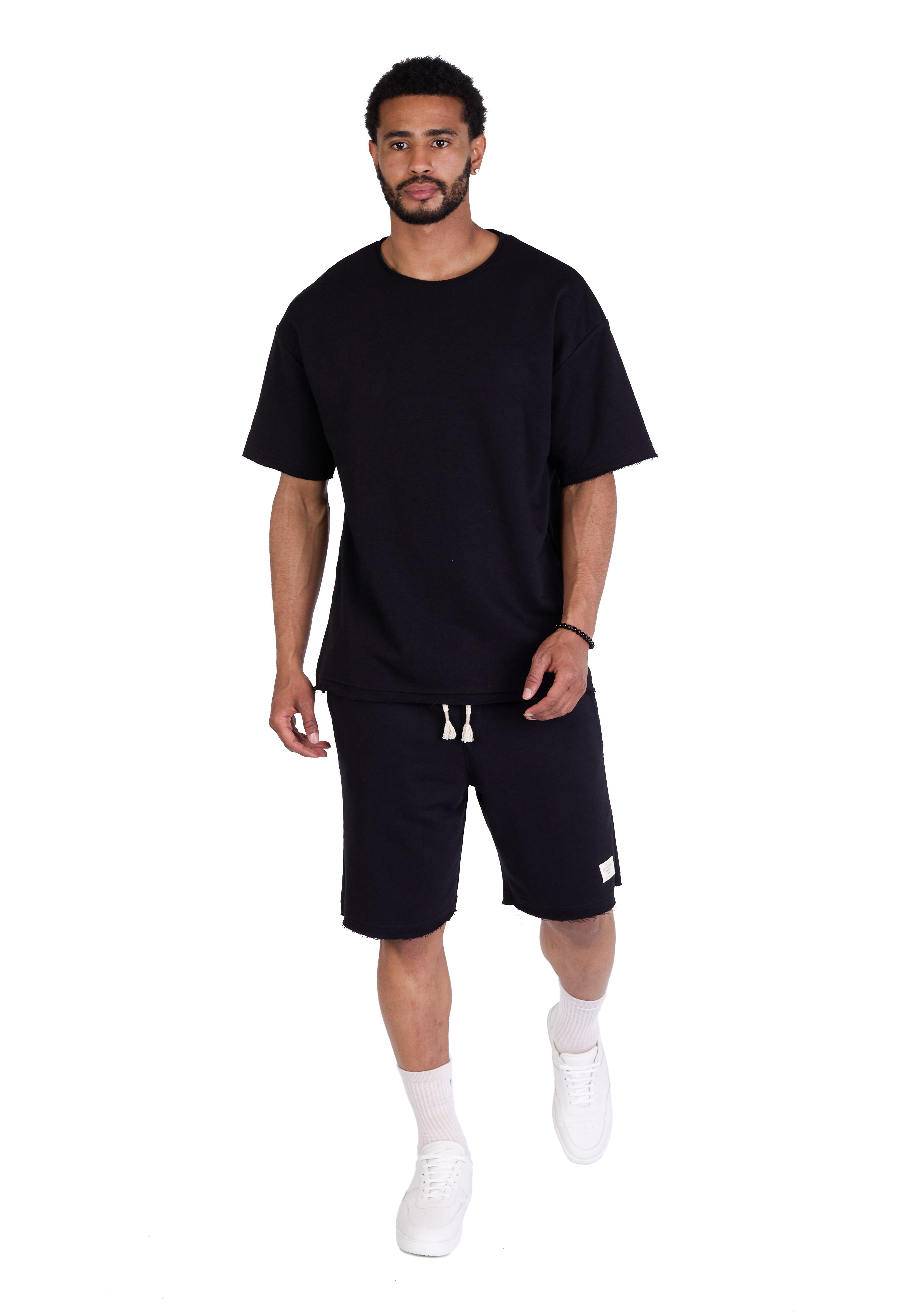 Denim Distriqt Trainingsanzug 2 Teiler Freizeitanzug Shorts mit T-Shirt Sch günstig online kaufen