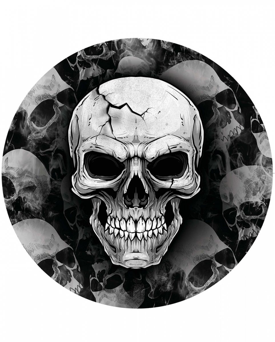 6 Skull Scary Dekofigur Pappteller Halloween für Horror-Shop Totenkopf S