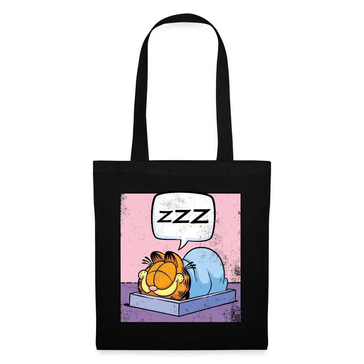 Spreadshirt Henkeltasche Garfield Schlafender Kater Zzz Power Nap Used Look Stoffbeutel (1-tlg)