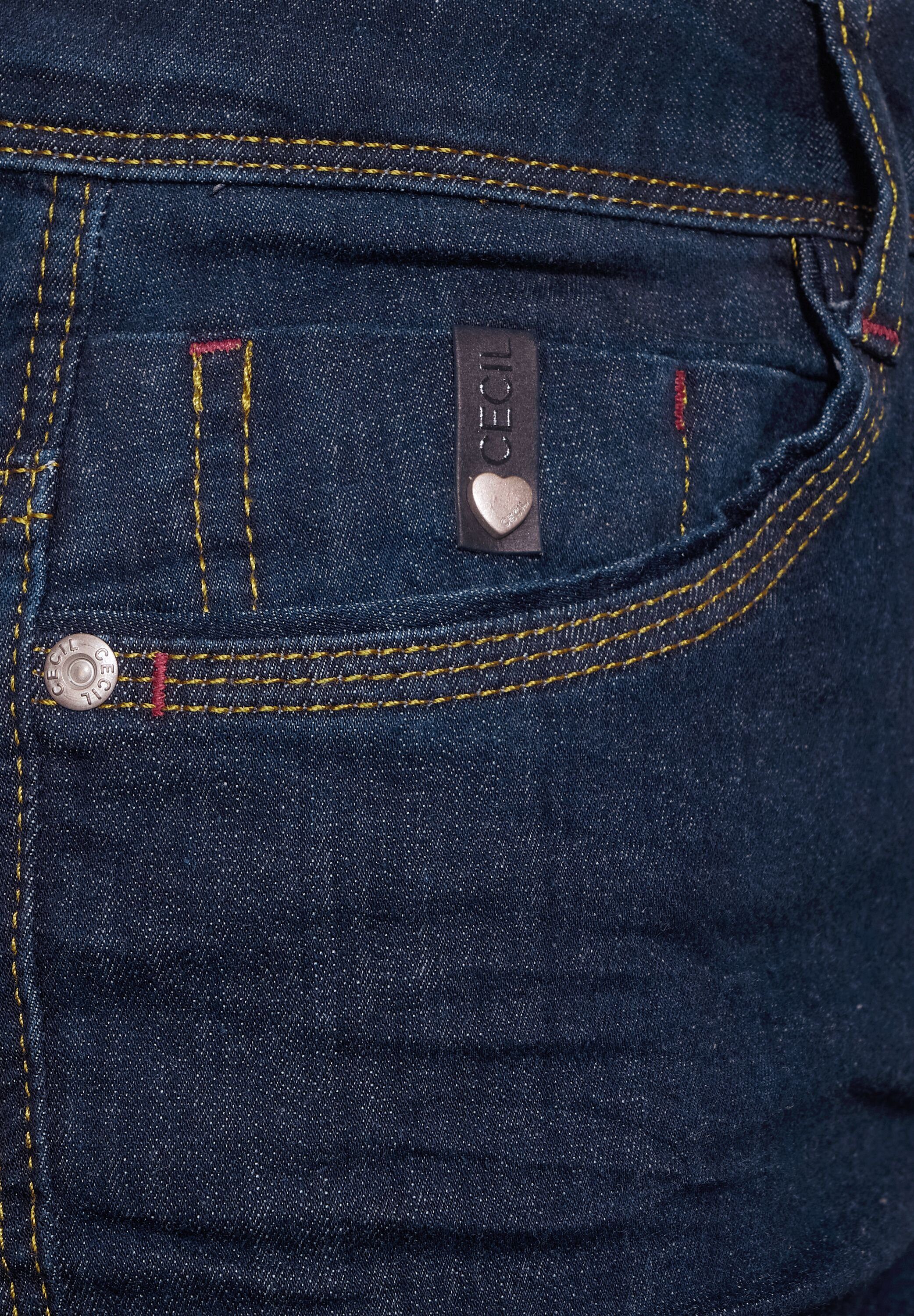 Damen Jeans Cecil Slim-fit-Jeans CECIL - Slim Fit Jeans in Rinsed Wash (1-tlg) Taschen