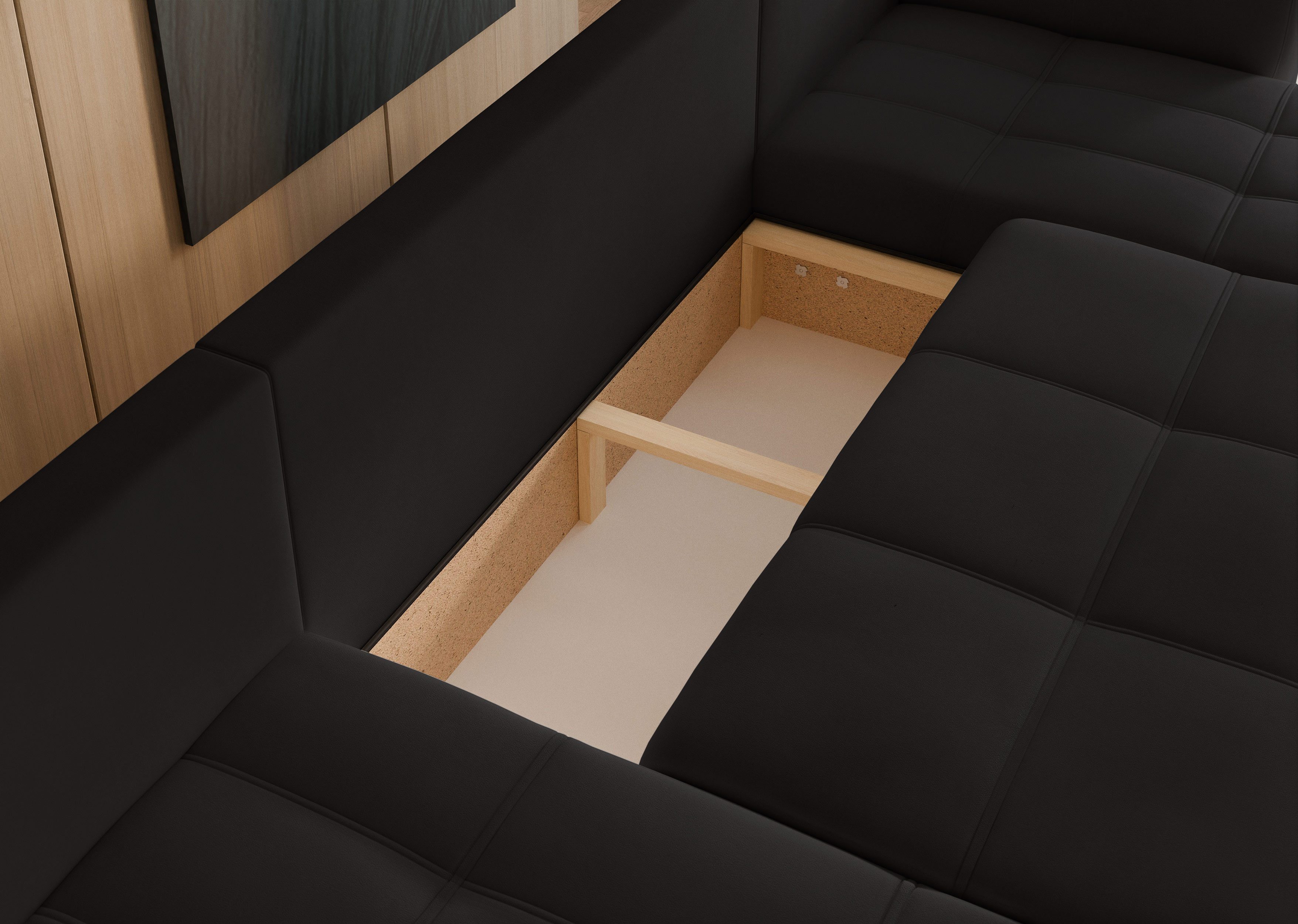 yourhouse24 Wohnlandschaft PEDRO U in Samt-Optik – Riesige Schlaffunktion & abnehmbare Bezüge, mit Schlaffunktion und Bettkasten, Seite universal – Bild 5 von 5