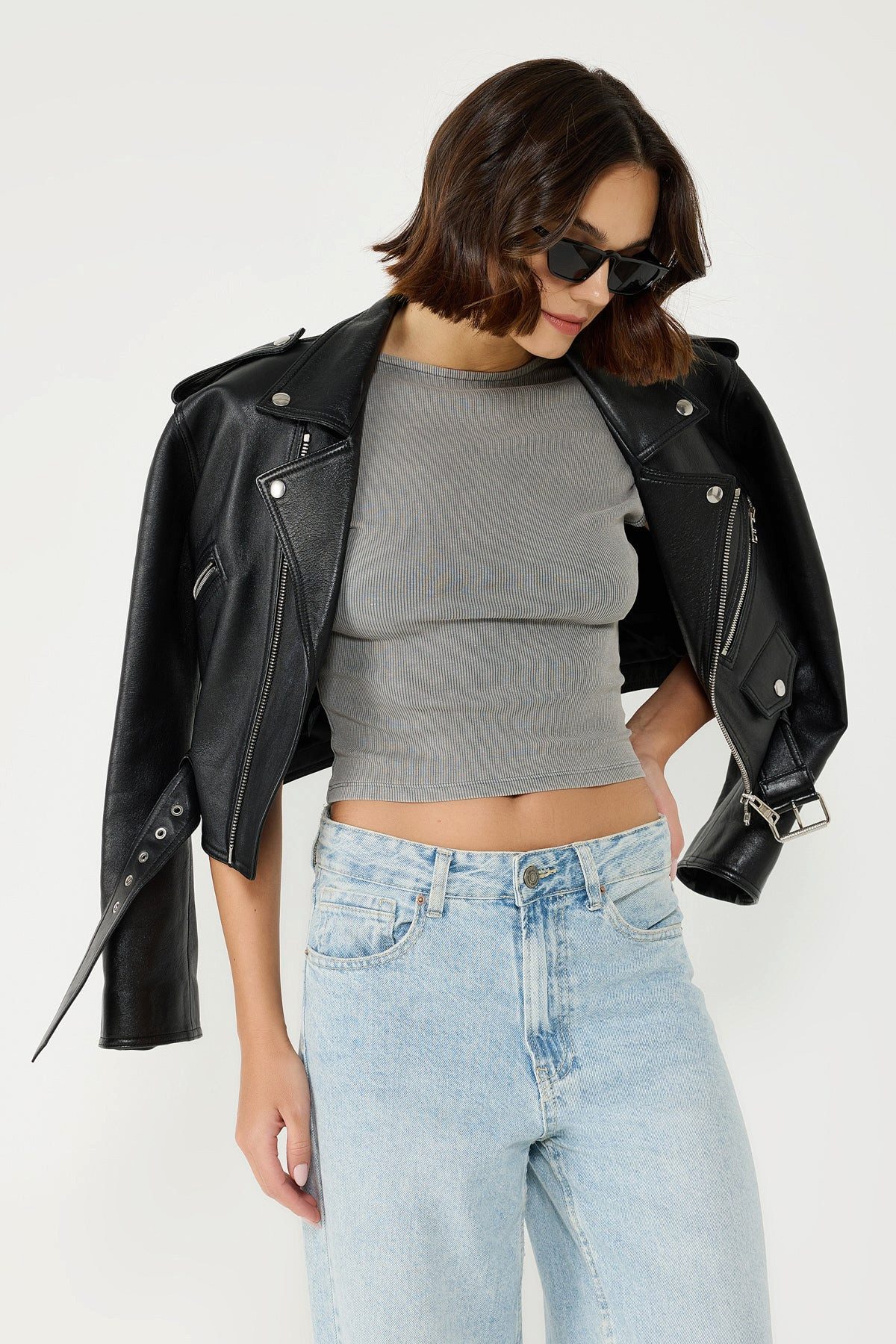 Blusentop Rückenfreie Crop-Bluse