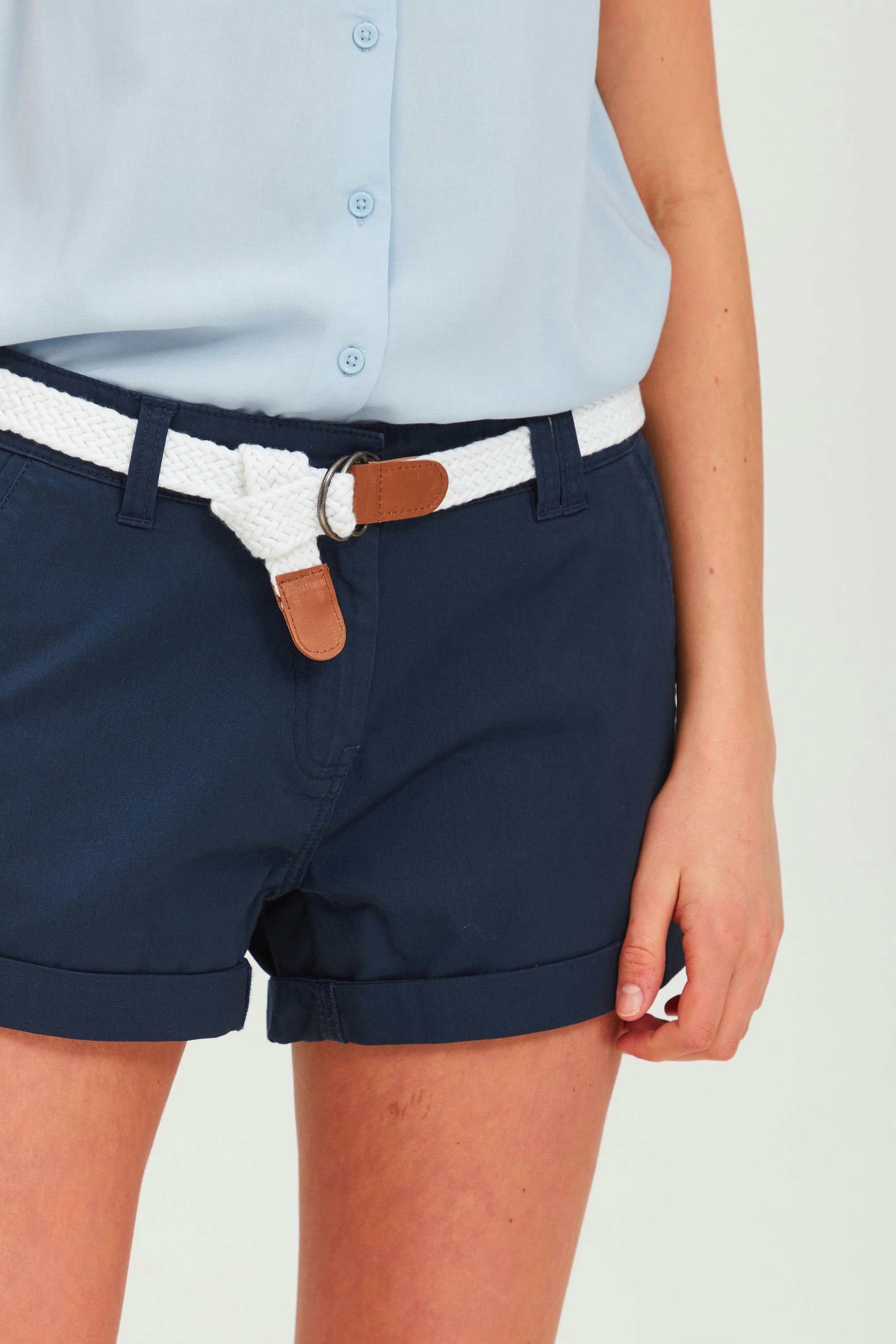 Damen Hosen OXMO Chinoshorts OXChanett Shorts mit Gürtel in geflochtener Optik