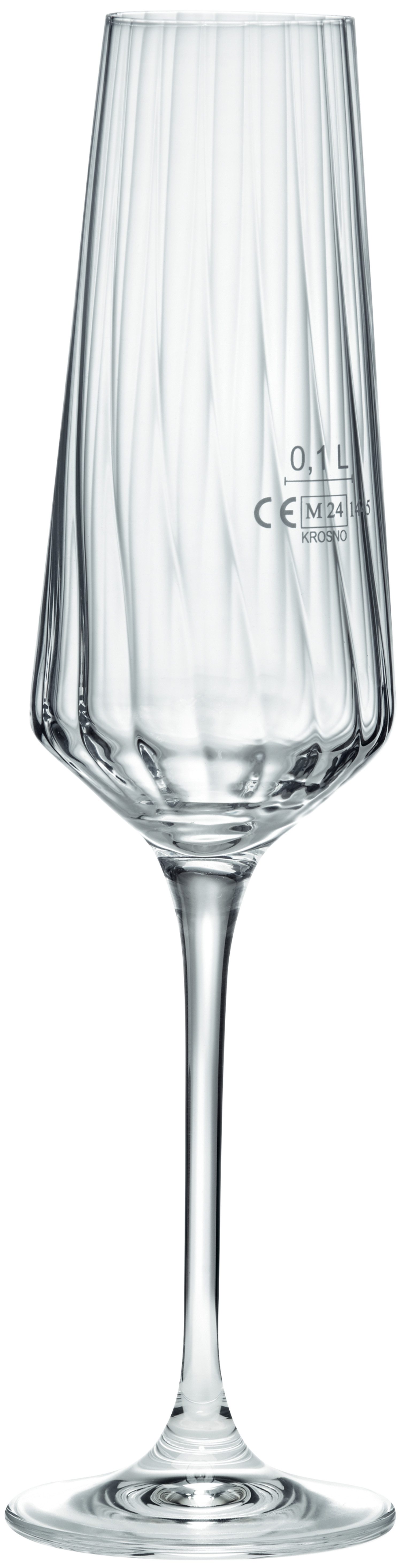 van Well Sektglas Eva, Sektgläser 20 cl geeicht, 6 Stück, 6-tlg., Kristallglas, Relief-Optik, spülmaschinengeeignet