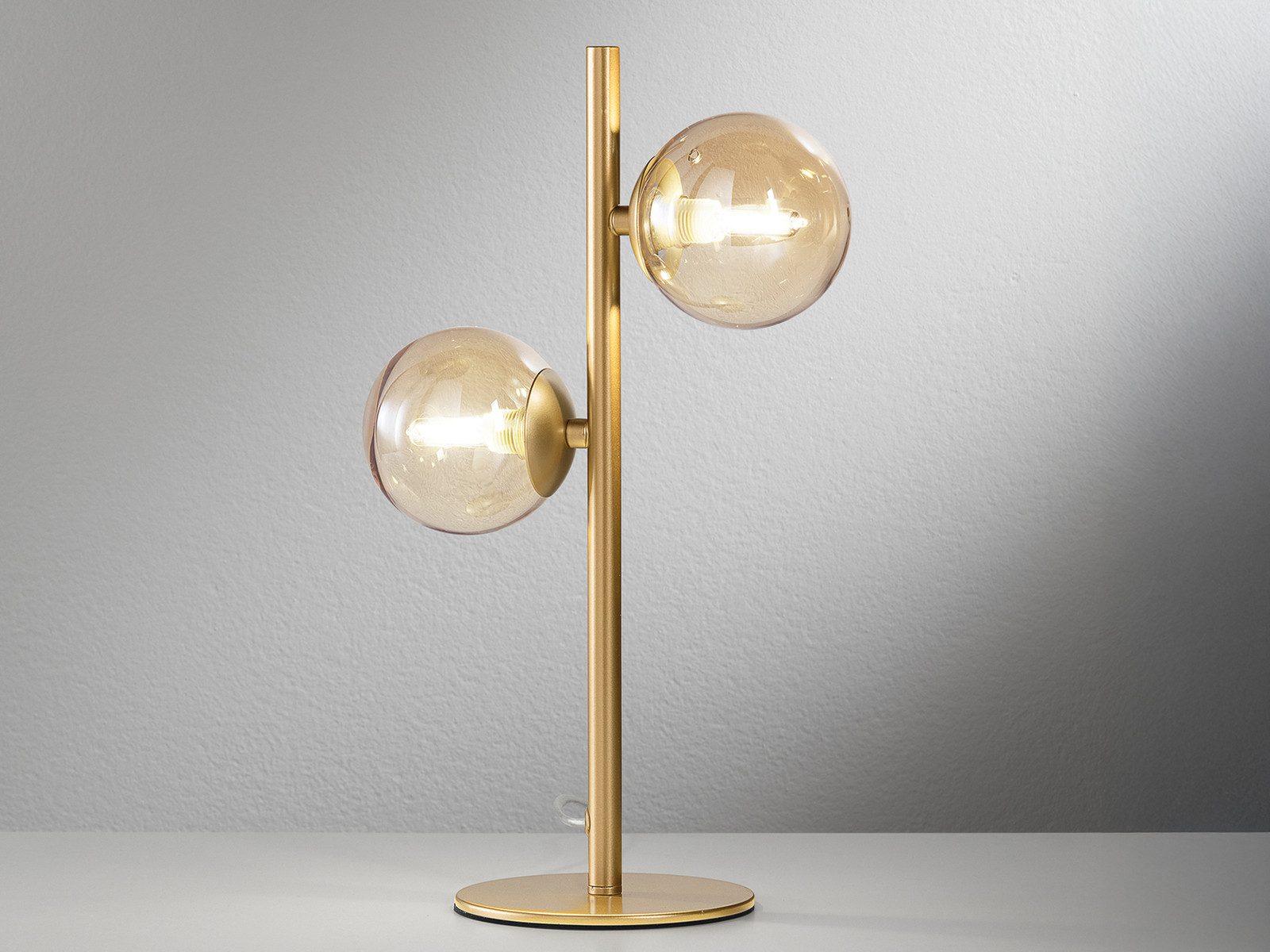 Luce Ambiente Design LED Nachttischlampe mit Glas-Kugeln, Höhe 40cm, Dimmfunktion, LED wechselbar, Warmweiß, ausgefallen-e Tischlampe groß mit G9 Leuchtmitteln in 3 Stufen dimmbar