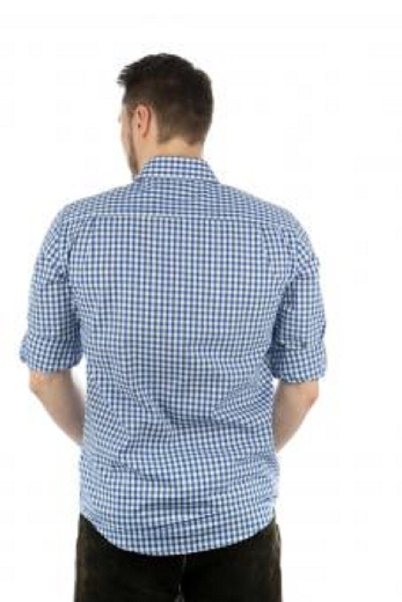 Baumwolle, aus blau kariert, zum krempeln Trachtenhemd Trachtenhemd reiner Ärmel OS-Trachten