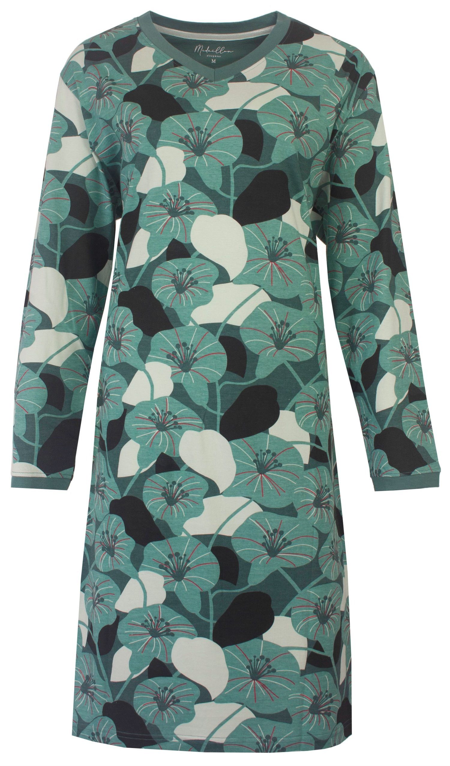 Medaillon Nachthemd Damen Schlafshirt langer Arm (1-tlg) Baumwolle günstig online kaufen