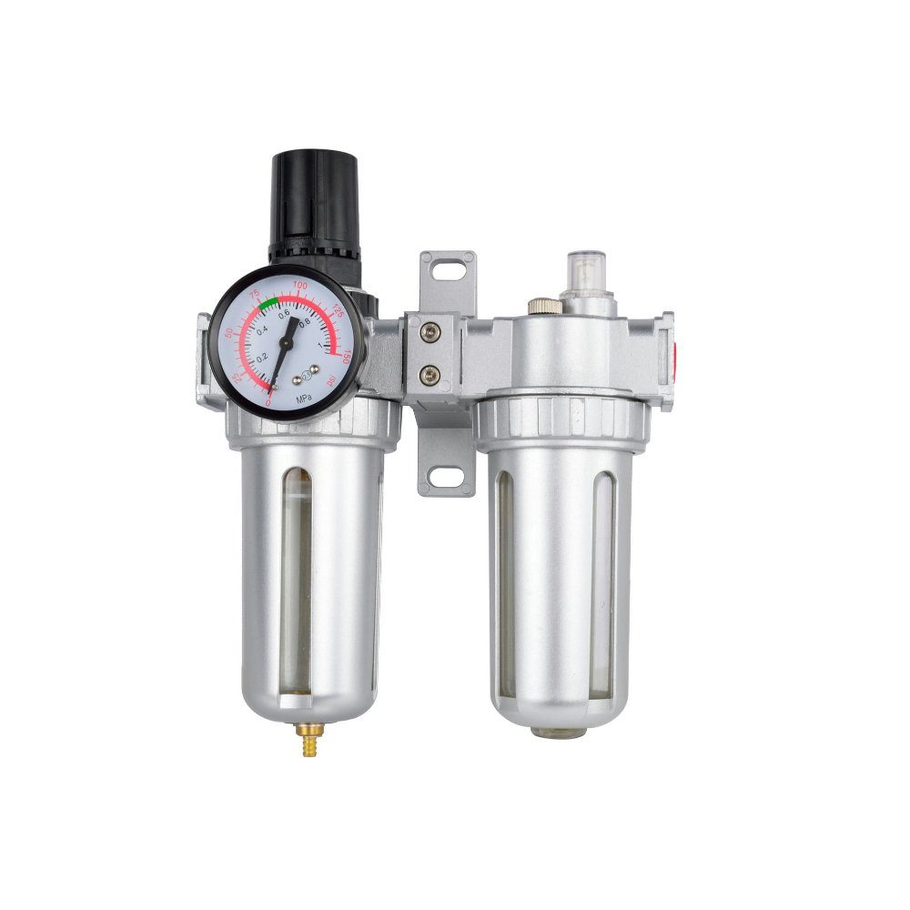 GEKO Druckluftwerkzeug Reduzierstück Druckluftregler mit Luftfilter und Schmierung grau, (1-St)
