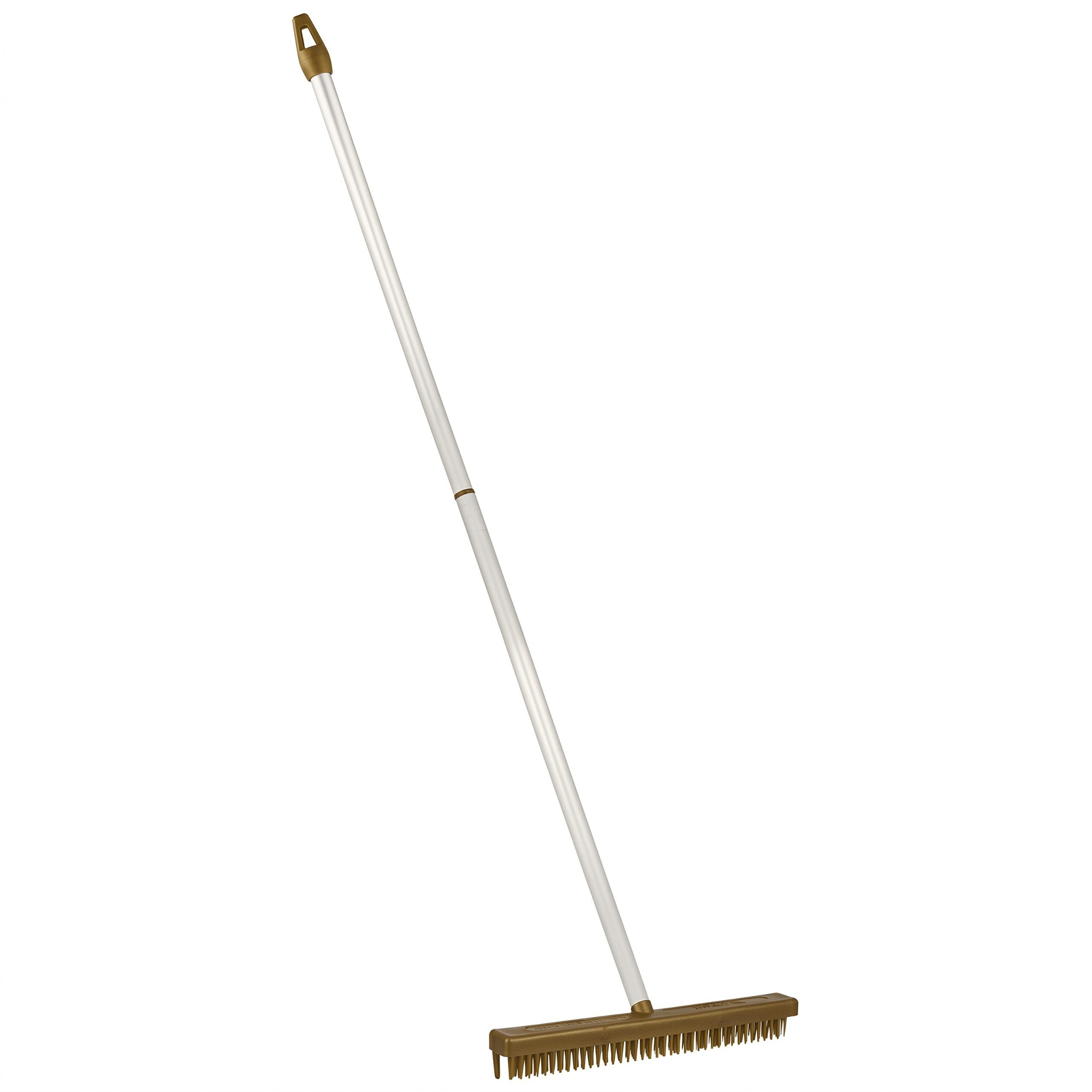 Lantelme Teppichkehrer Fransenkamm Gold mit Alu Stiel 70cm für Teppichfransen, Teppich, Deutsche Herstellung, zum ausrichten der Fransen an Teppichen