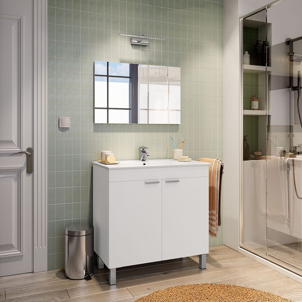 freiraum Waschbeckenunterschrank ECO KIT in Weiß glänzend - 80x80x45cm (BxHxT)
