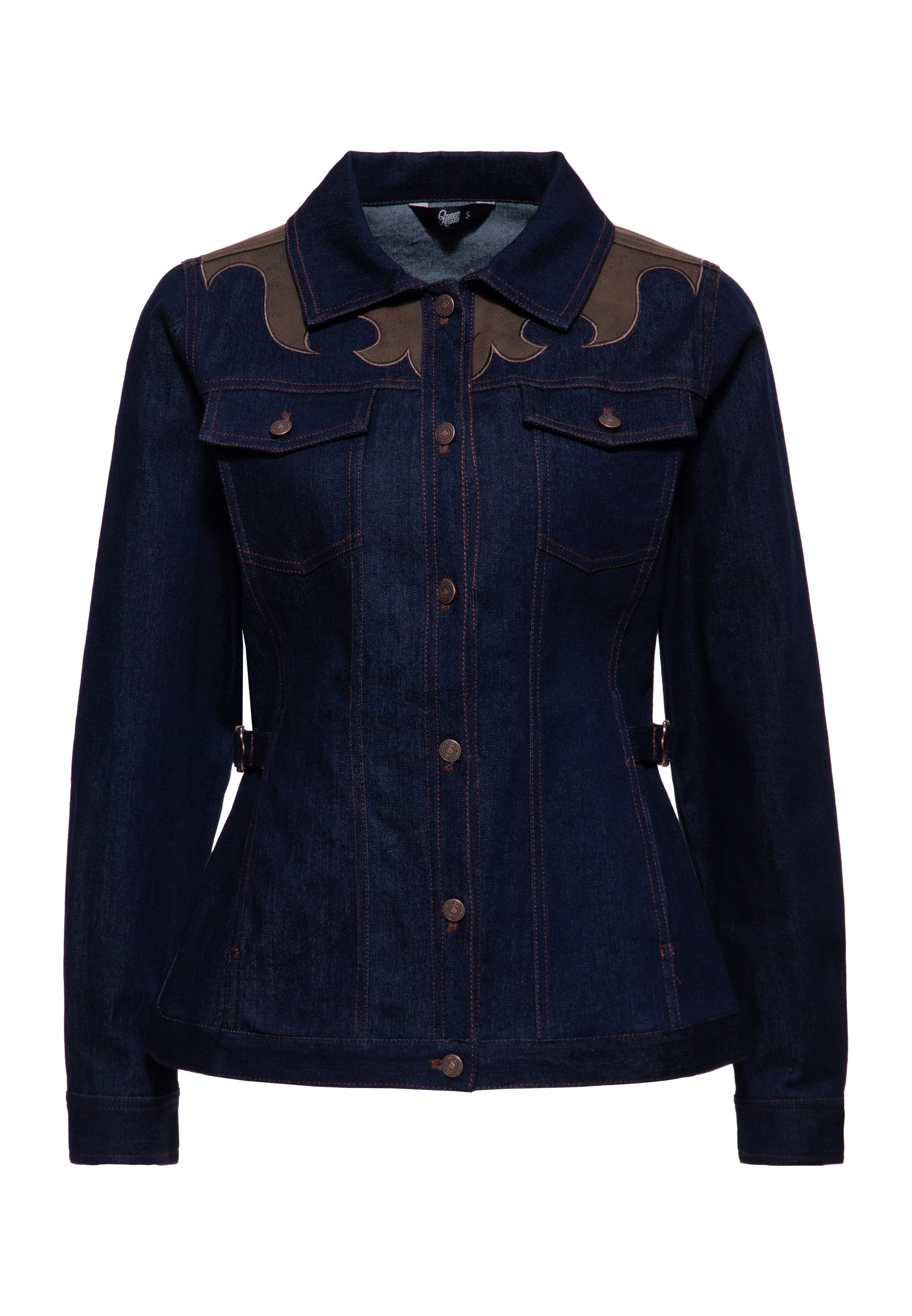 QueenKerosin Jeansjacke mit dekorativer Schulterpasse