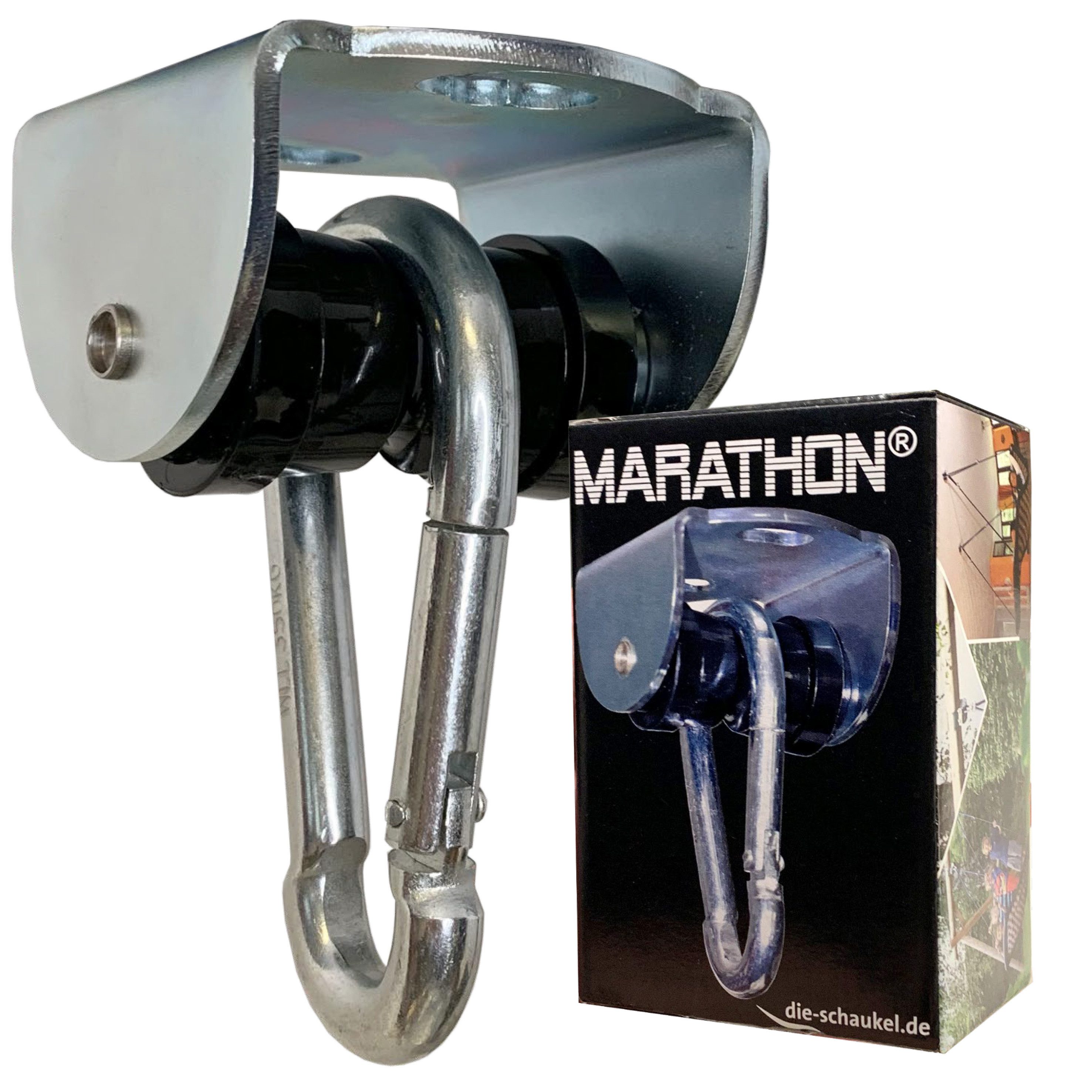 Marathon Schaukelhaken Rollengelenk verzinkt - Schaukelhaken mit Karabiner
