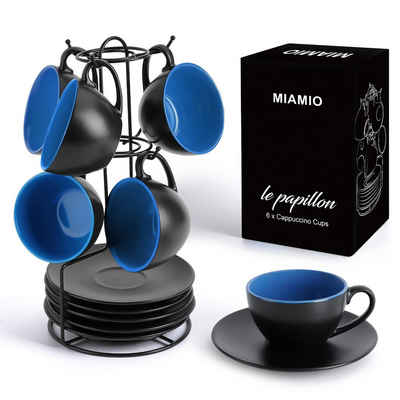 MiaMio Cappuccinotasse Cappuccinotassen Set, Cappuccino Tassen (Innen Blau)