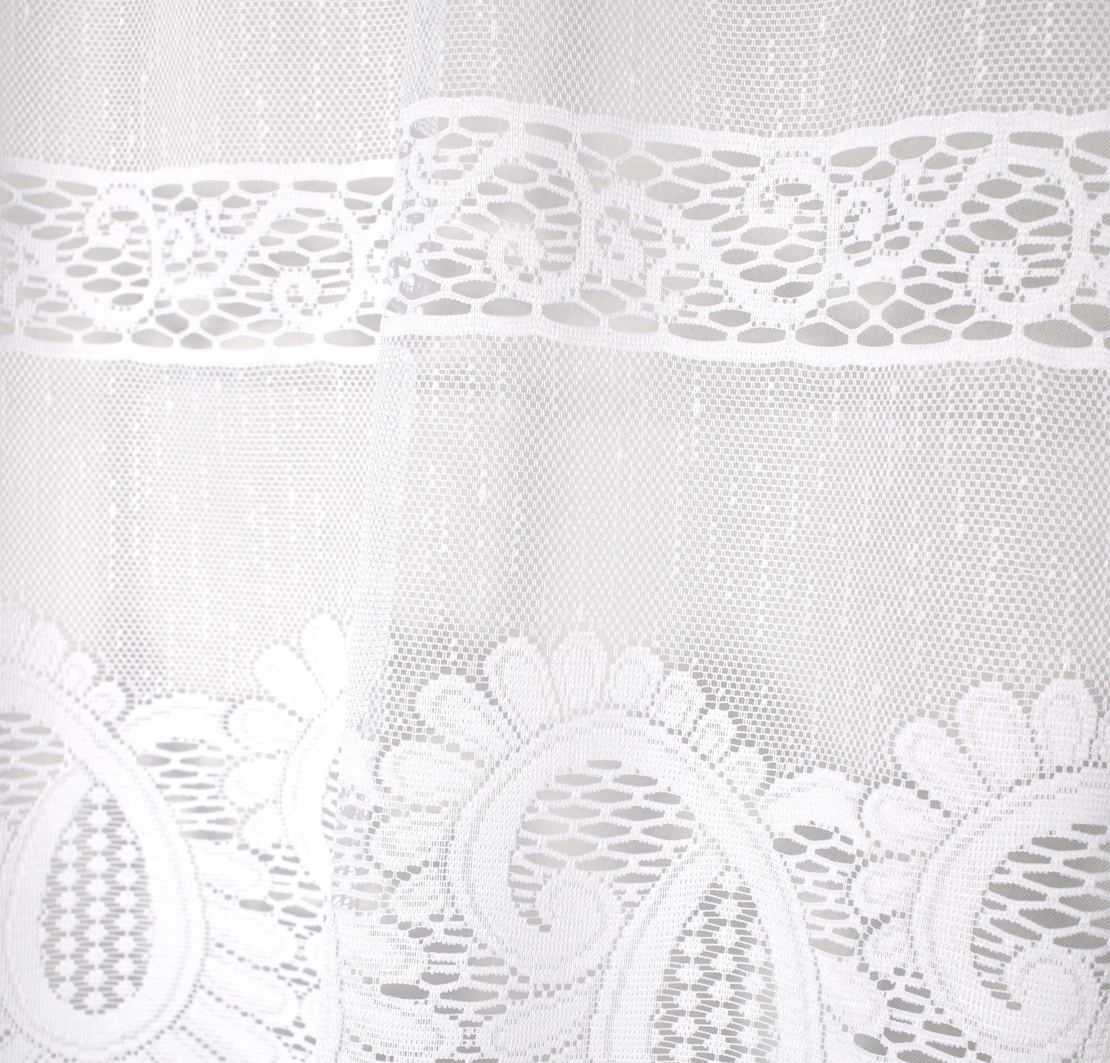 HOME WOHNIDEEN Gardine LEONORA (1 St), Stangendurchzug, halbtransparent, Wirkware, Kurzstore Jacquard, Scheibengardine