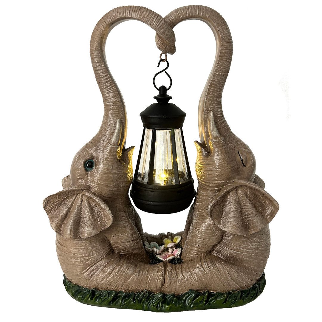 abc HOME Gartenfigur Elefanten mit Laterne, LED, Solarpanel, Lichtsensor
