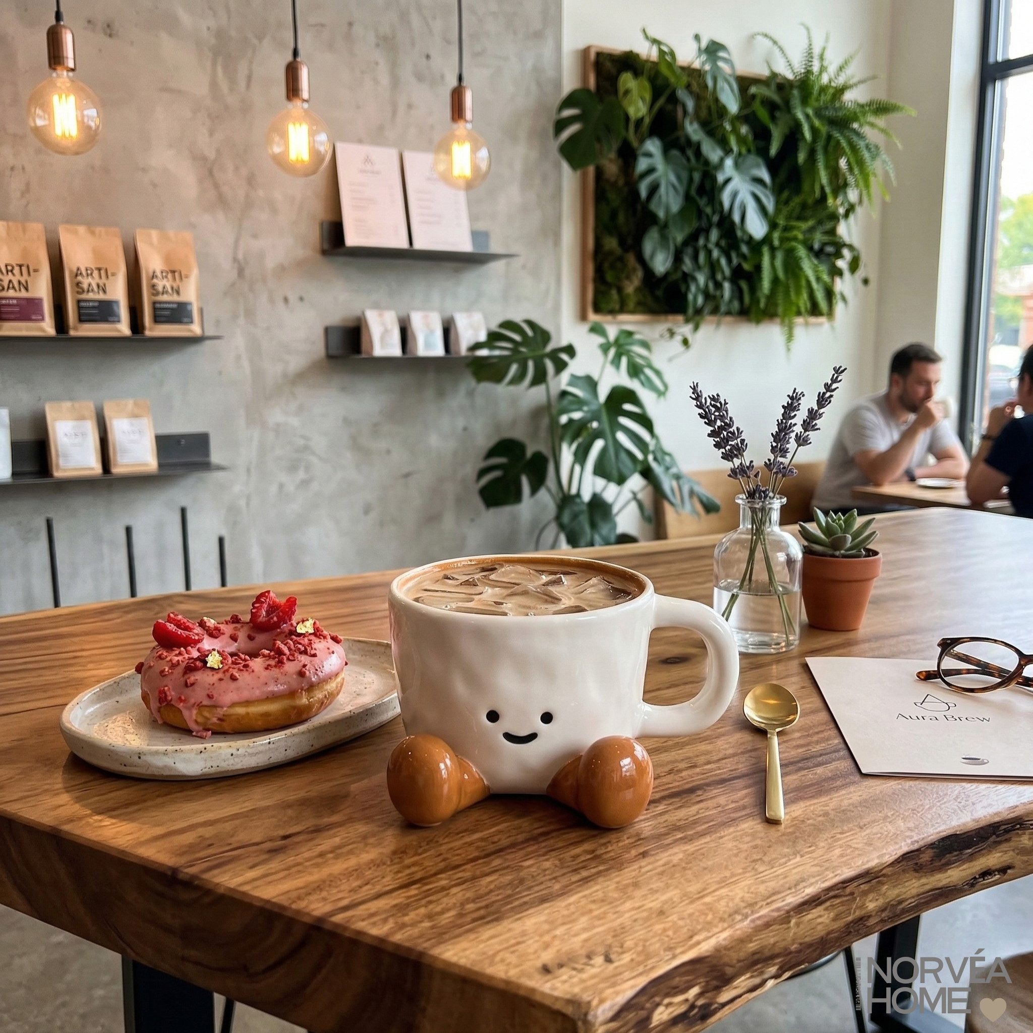 Norvéa Home Tasse Keramik Tasse 350 ml mit Füßen Smile Kaffeebecher Kawaii Becher, Tasse mit Füßen, 350 ml, Kaffeebecher mit Henkel, Kawaii Design