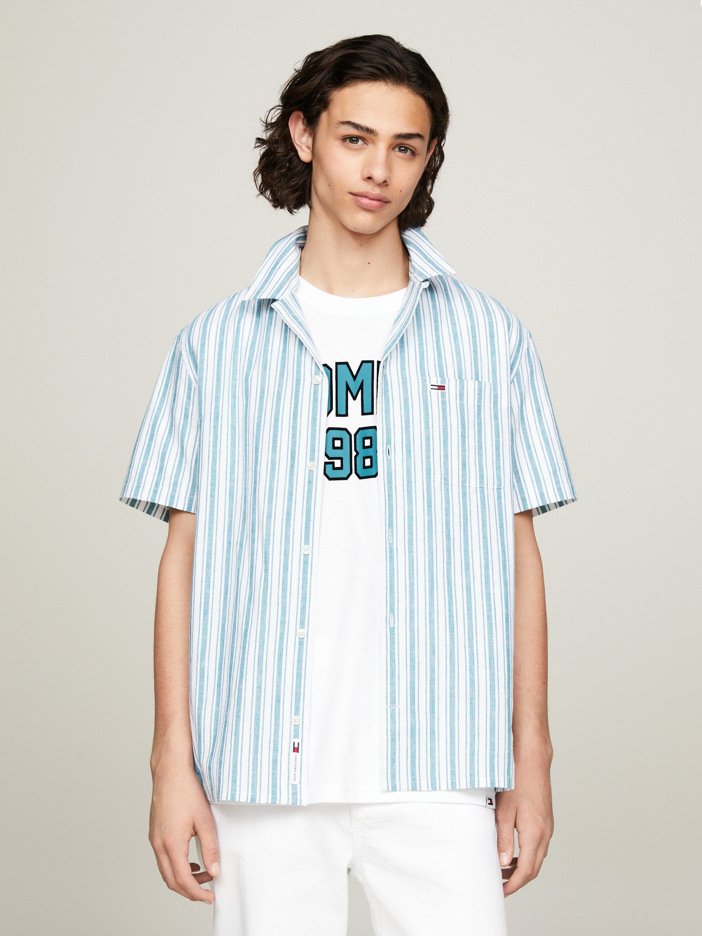 Tommy Jeans Kurzarmhemd TJM STRIPE LINEN günstig online kaufen