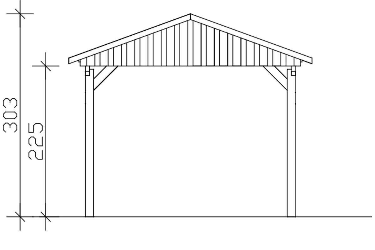 Fichtelberg, schwarzen Einfahrtshöhe, cm, Einzelcarport mit 317x566 273 Skanholz BxT: Schindeln cm