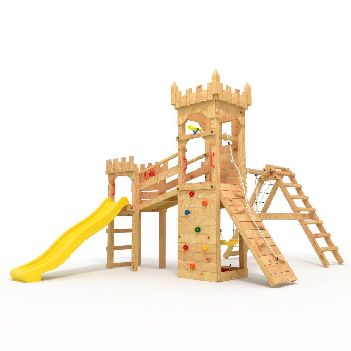 bibex Spielturm Ritterburg-XL120 (offen) - Kletterturm, Rutsche, Schaukel, Sandkasten