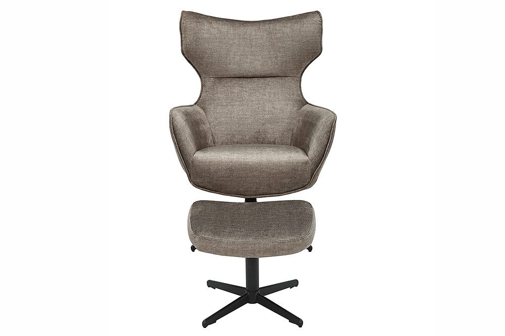 riess-ambiente Fußhocker VOGUE 45cm taupe / schwarz - Samt, drehbar, Metallbeine, Modern (Einzelartikel, 1 St), Fußhocker im Industrial Design - ideal für Wohn- und Arbeitsbereiche