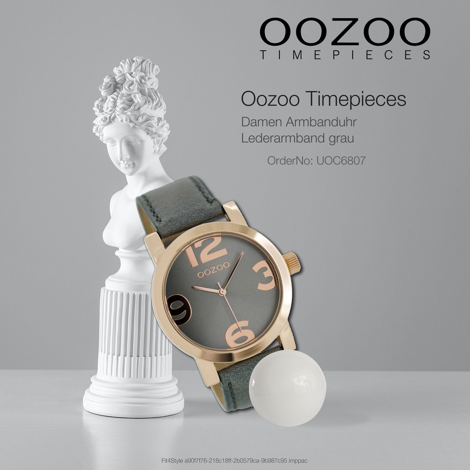 groß rosegold, Damen Damenuhr Oozoo rund, Fashion-Style Lederarmband, OOZOO 40mm) Quarzuhr Armbanduhr (ca.